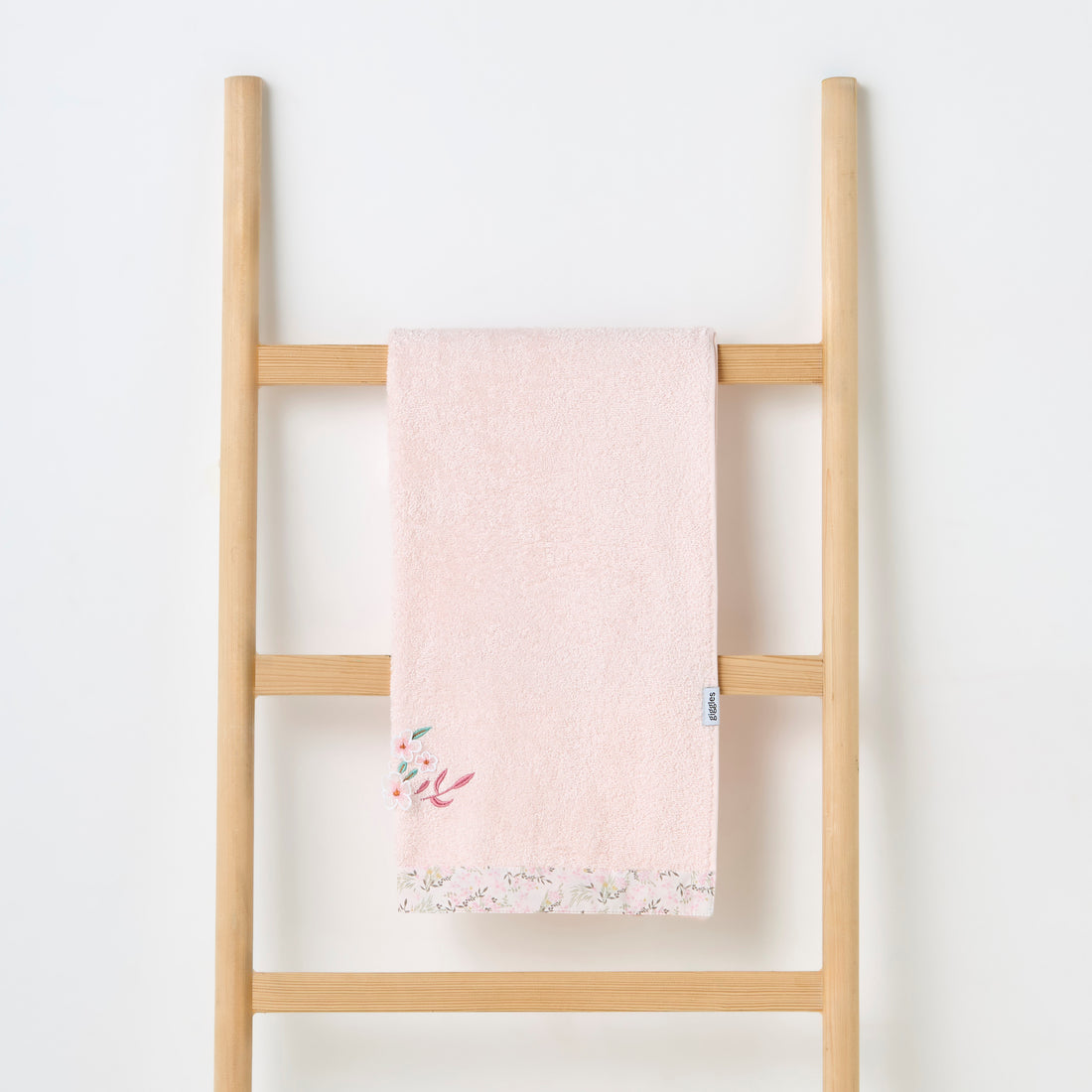 Turkish Cotton Towel with Floral applique - Blush