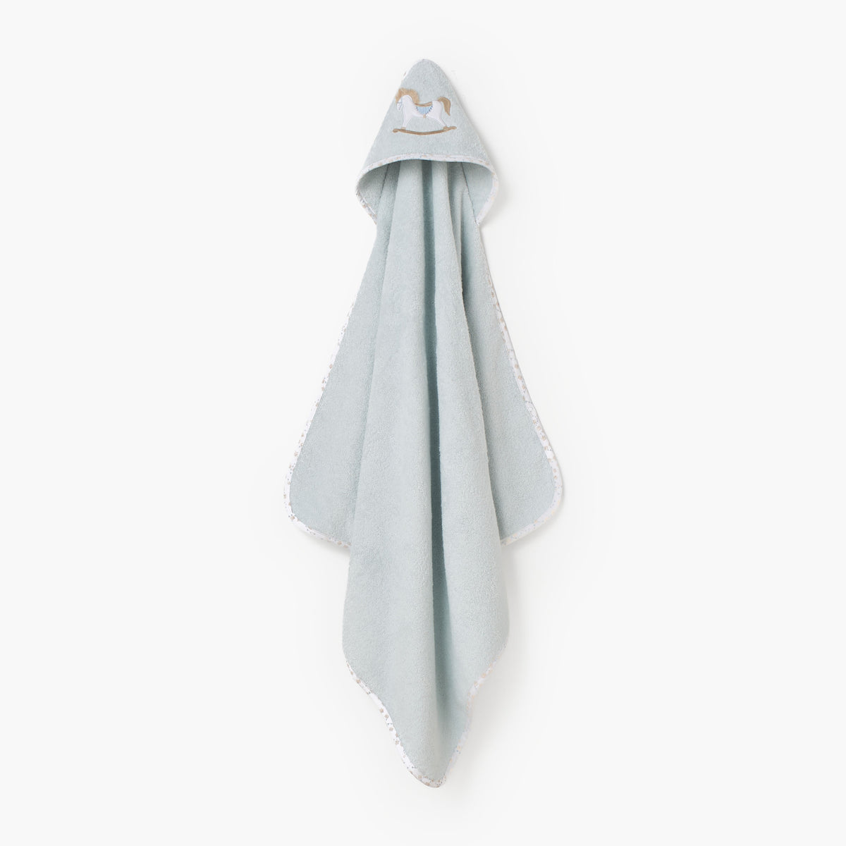 Turkish Hooded Cotton Towel with Rocking Horse applique - Blue