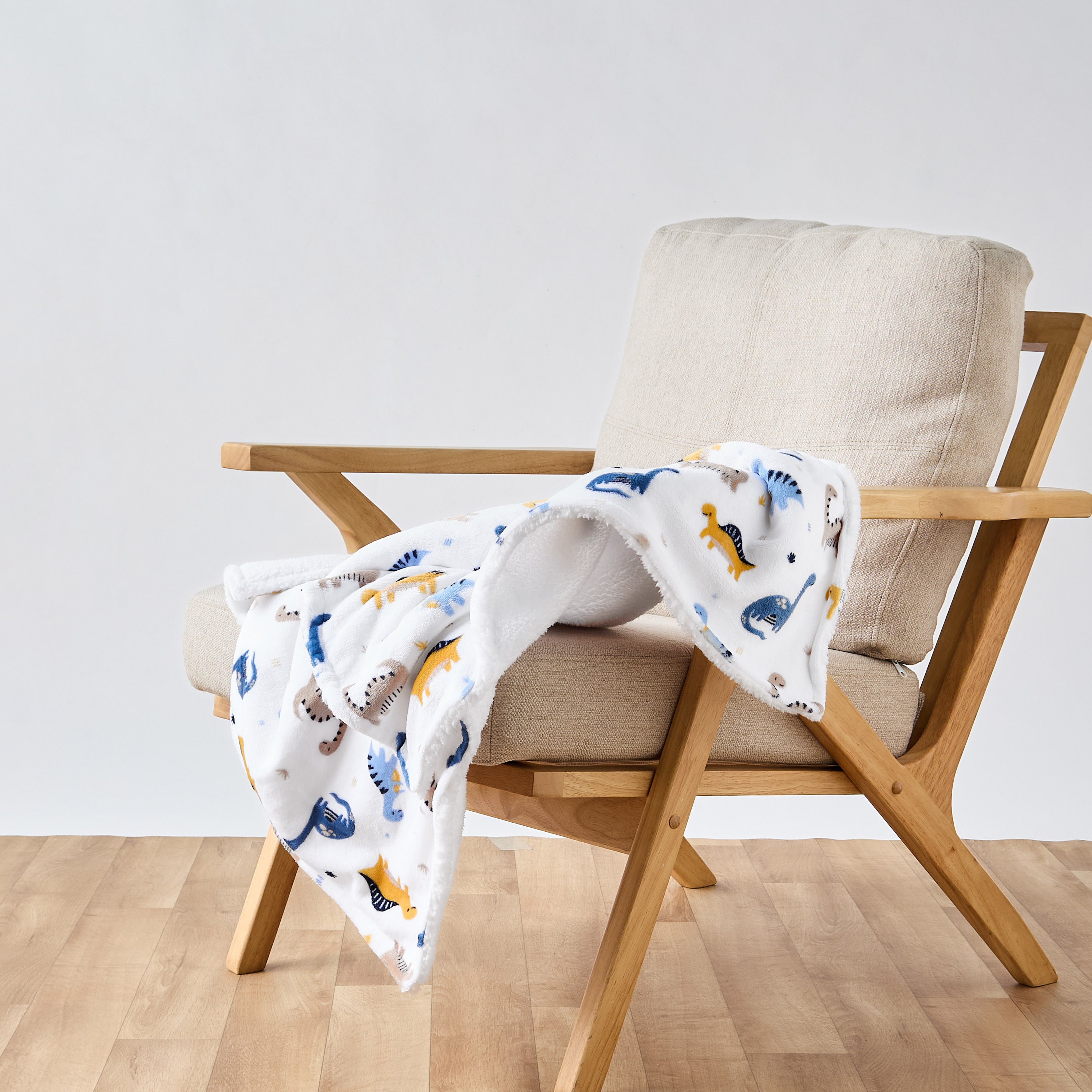 Juniors Raschel Blanket and Security Blanket with Dinosaur Print, 75x100 cm