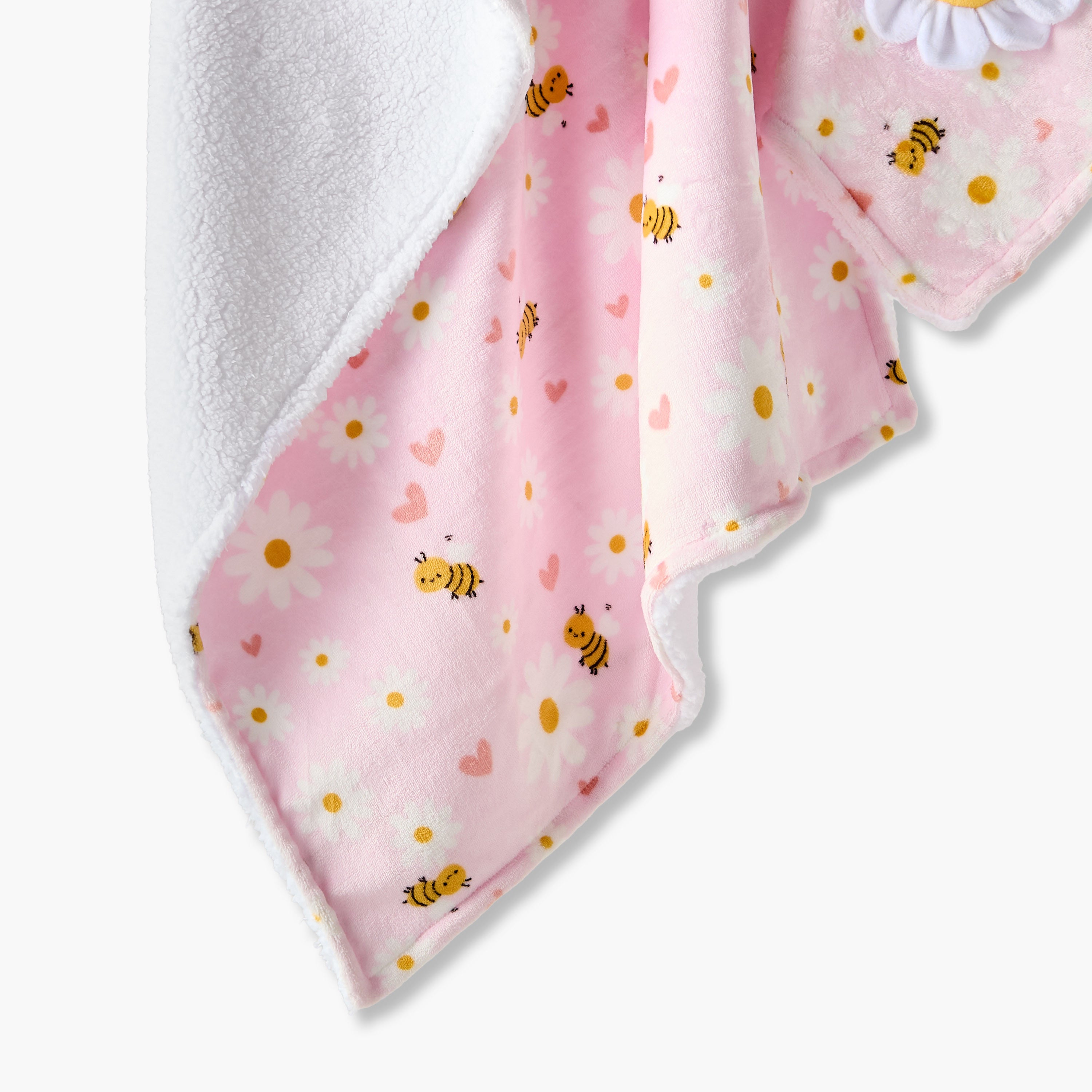 Juniors Raschel and Security Blanket with Floral Applique, 75x100 cm