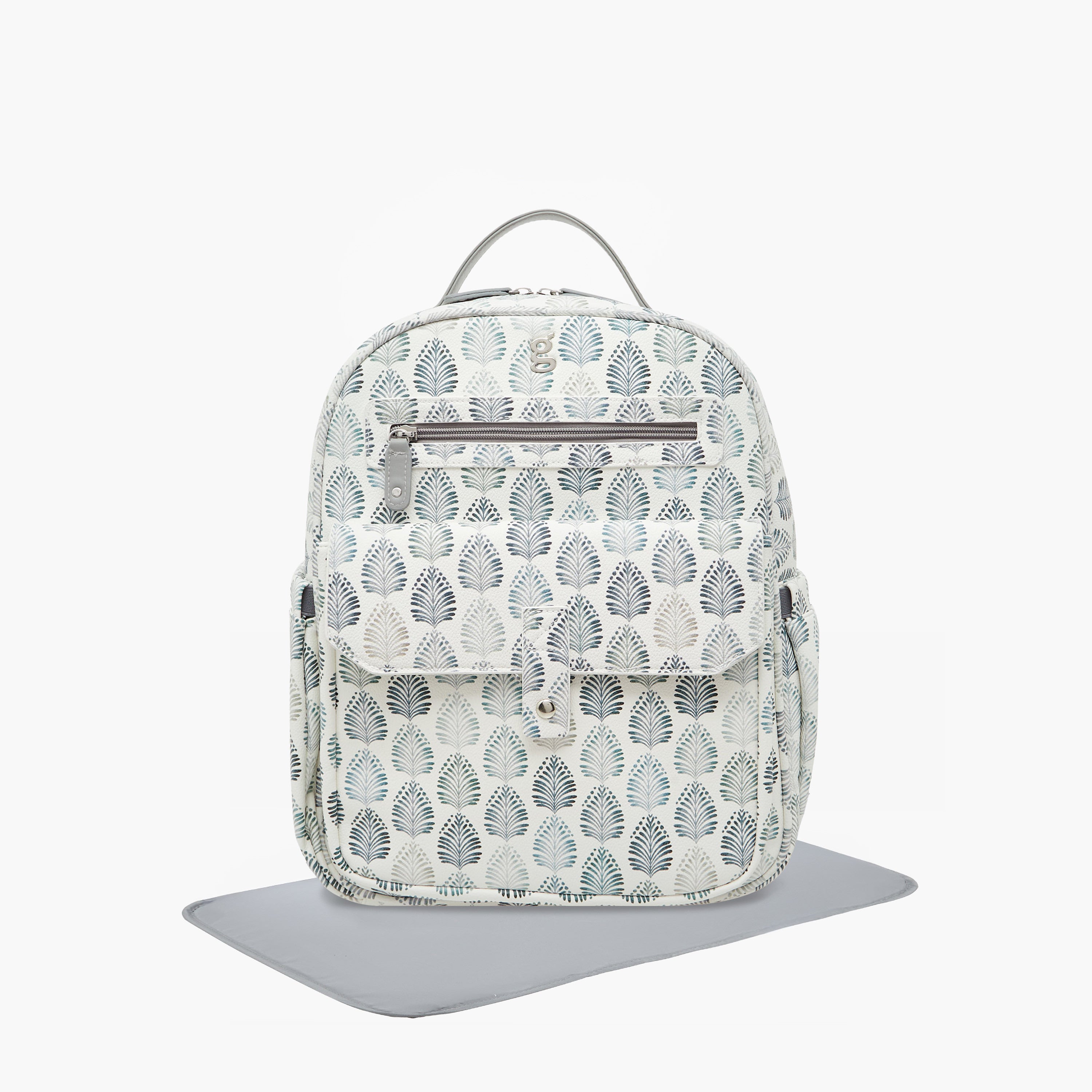 Giggles Ikkat Print Diaper Backpack with Changing Mat - Grey