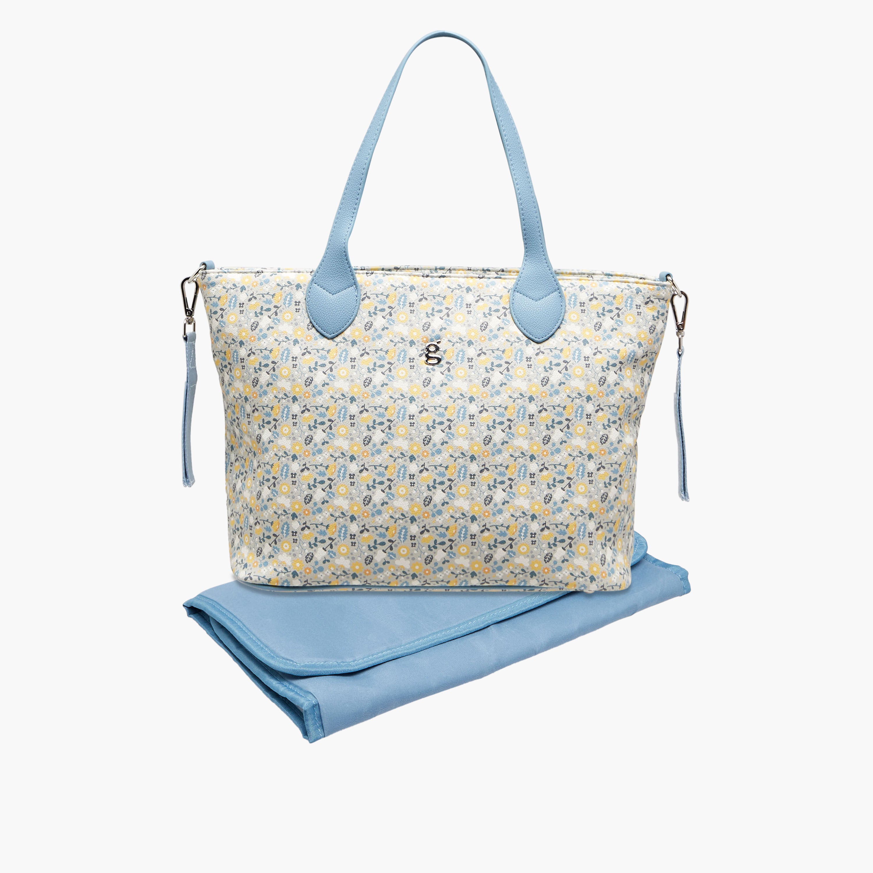 Giggles Floral Print Diaper Bag with Changing Mat