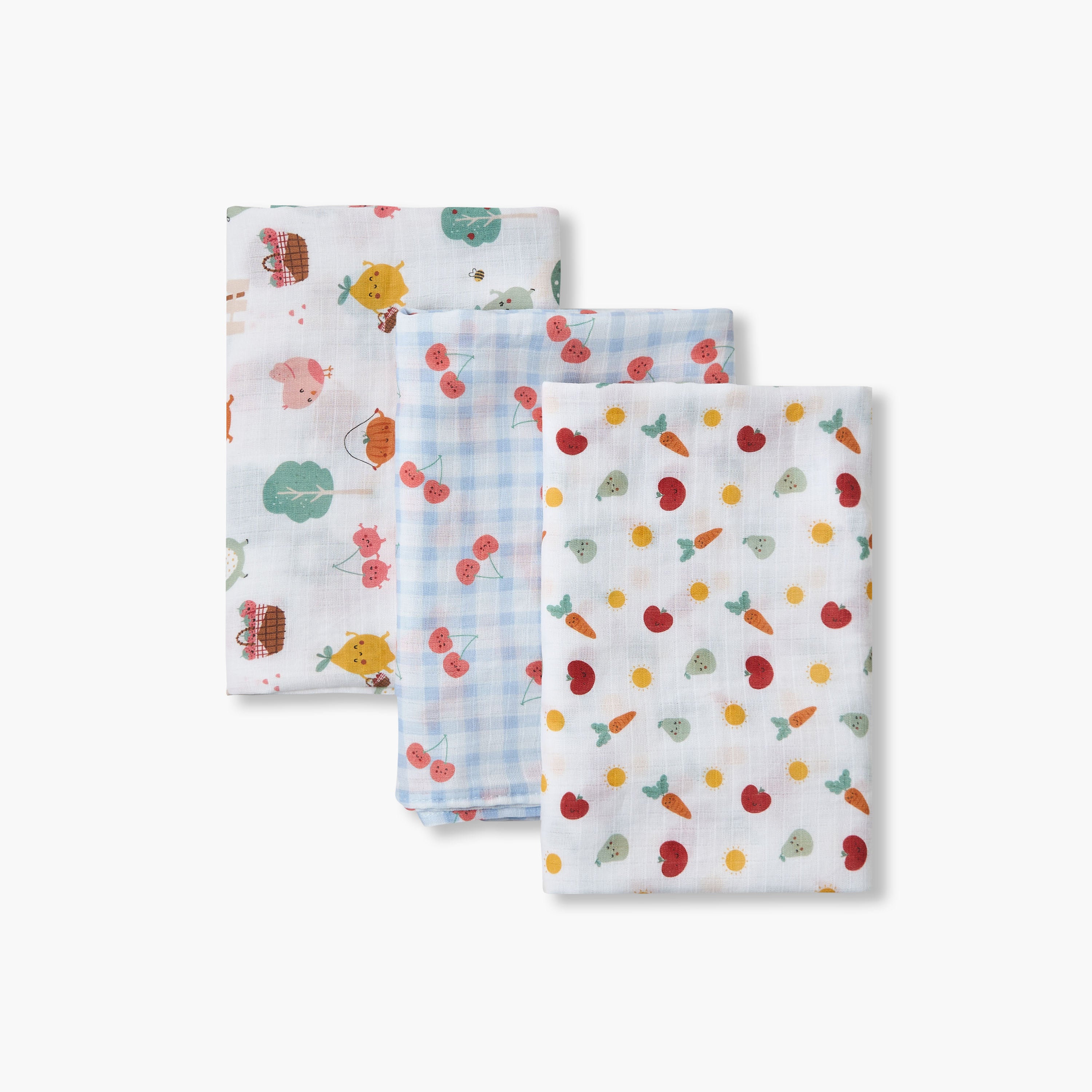 Pack of 3 Juniors Receiving Blanket with Print, 100x100 cm