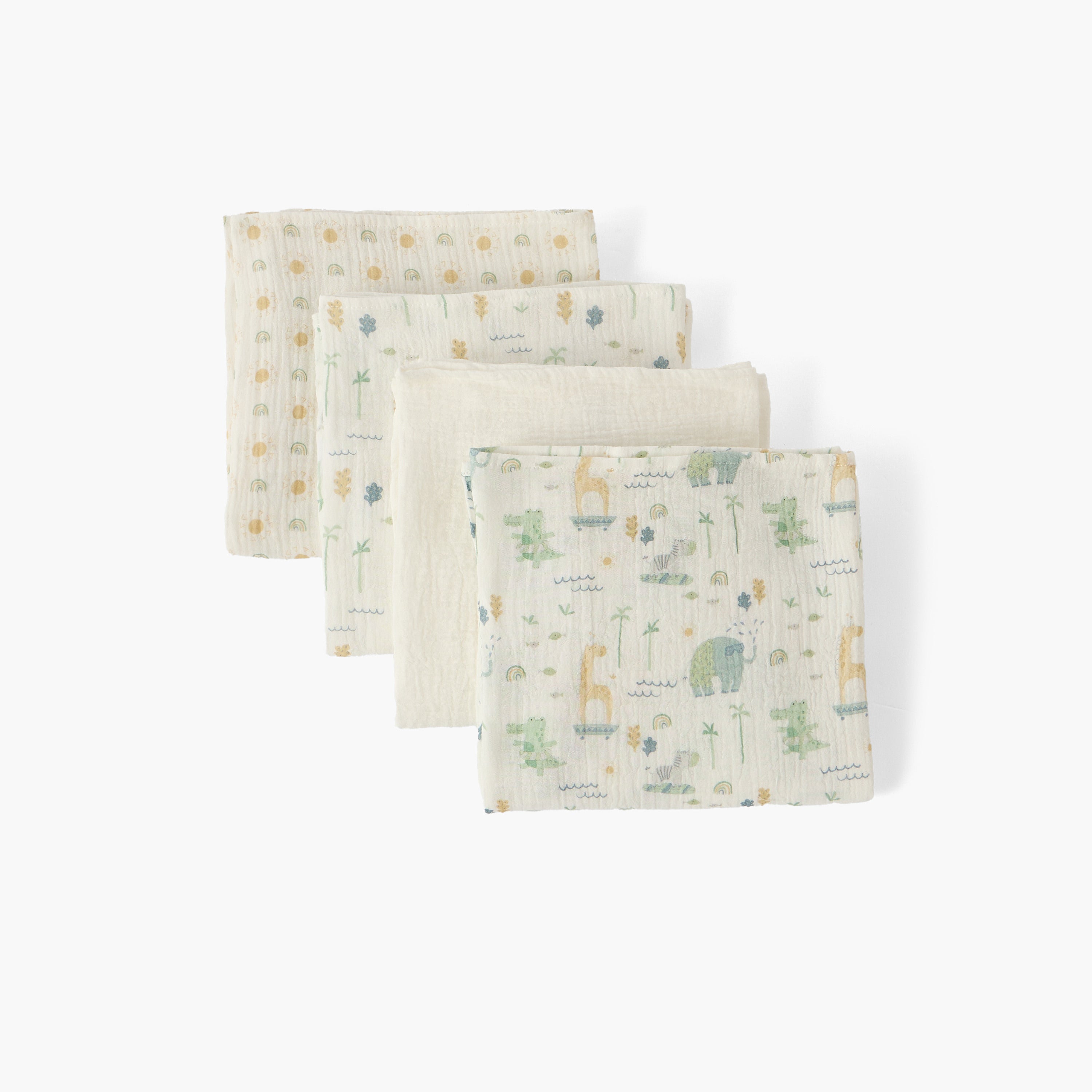 Pack of 4 Juniors Baby Swaddle with Assorted Print, 100x100 cm
