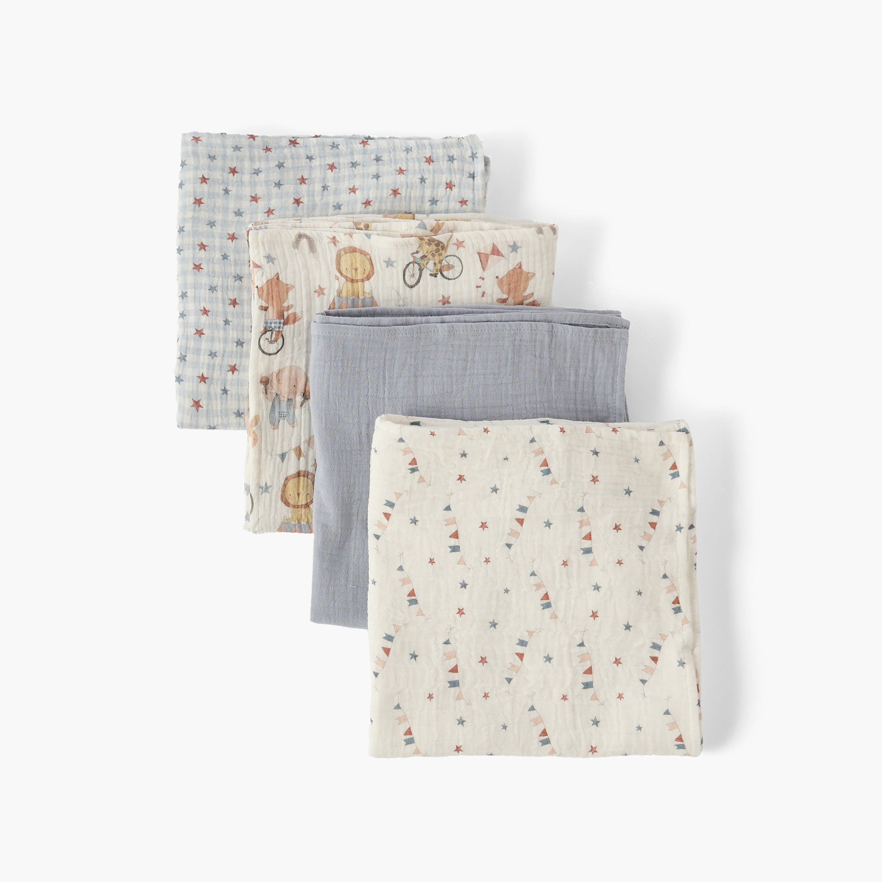 Pack of 4 Juniors Baby Swaddle with Assorted Print, 100x100 cm
