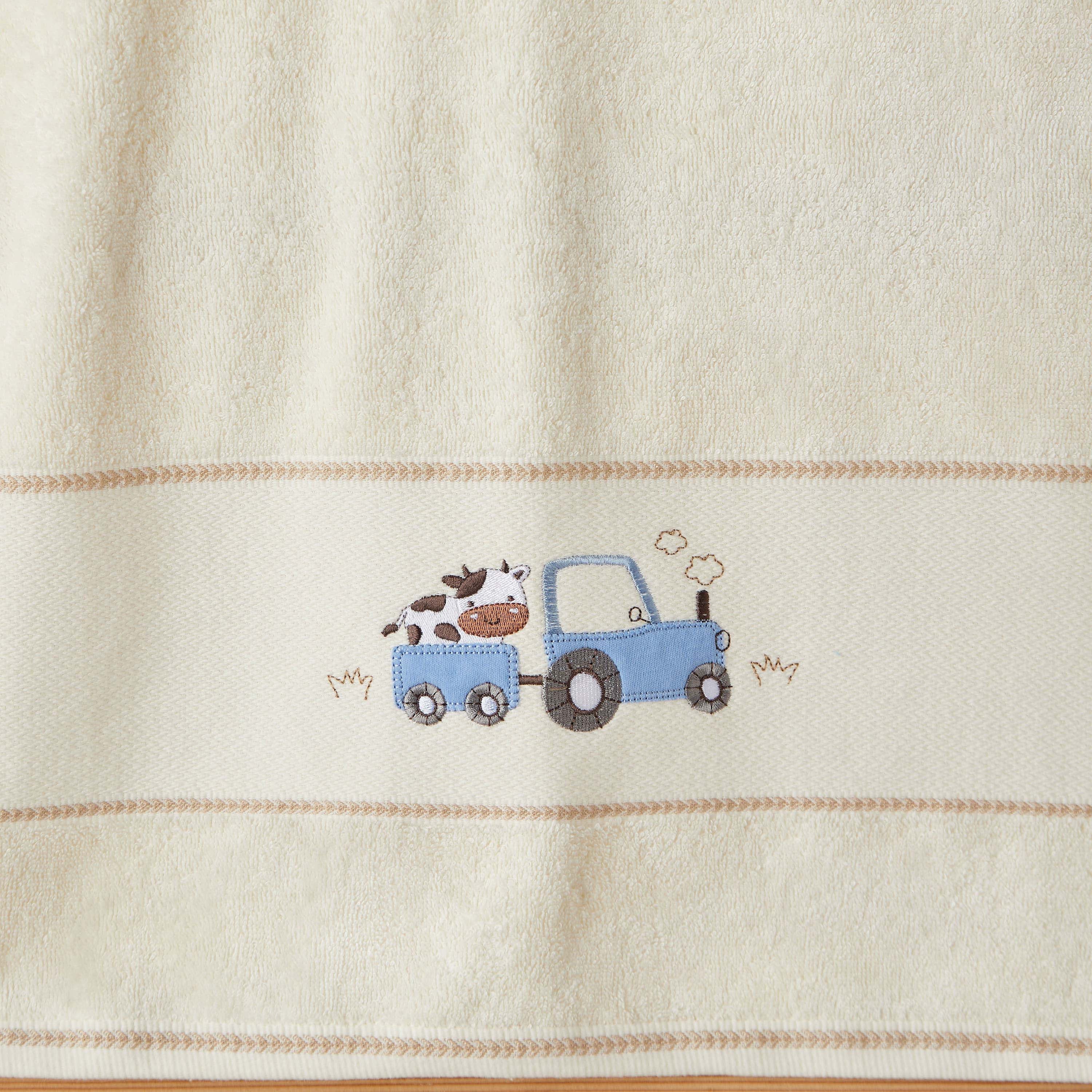 Juniors 120x60 Baby Towel with Farmhouse Embroidery