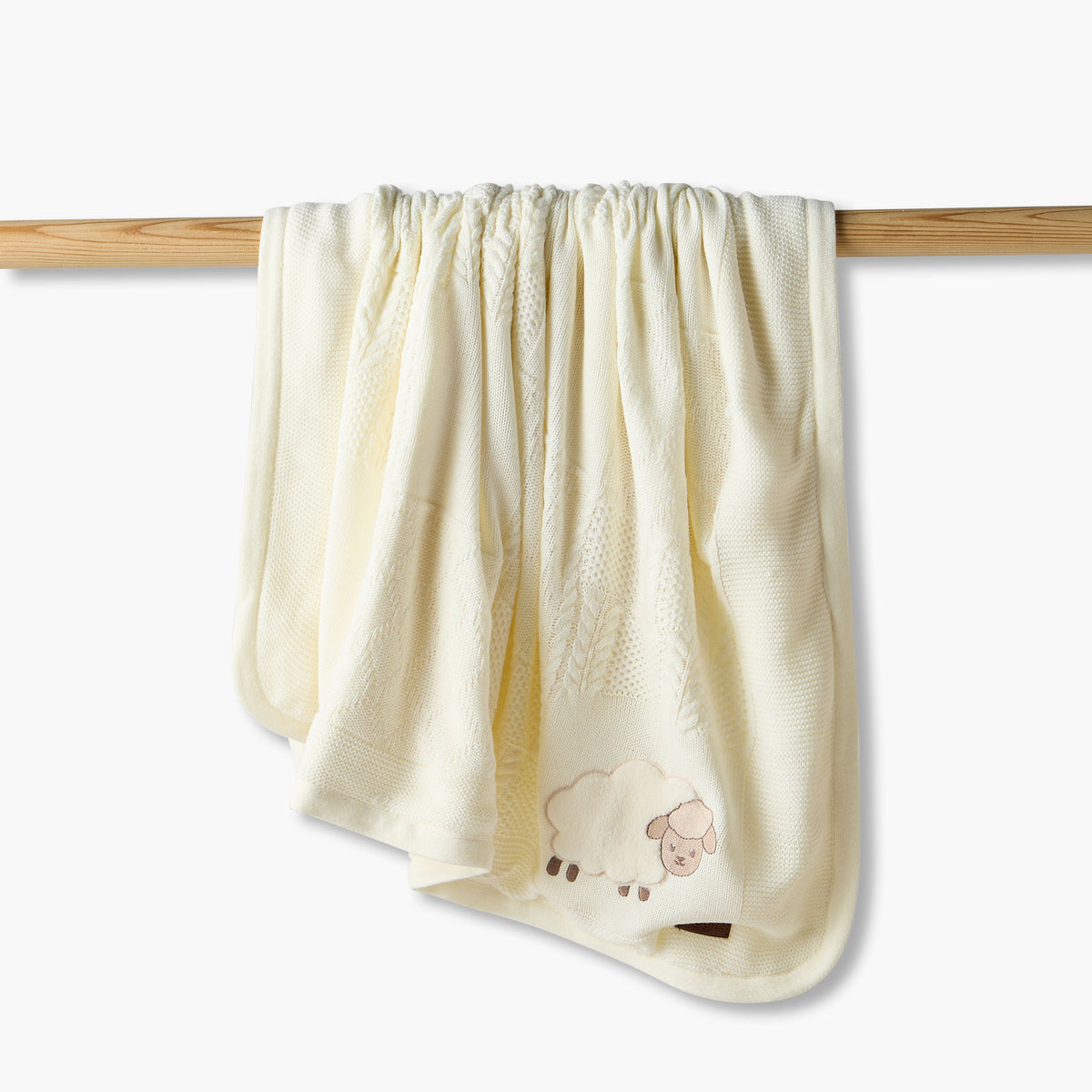 Giggles Receiving Blanket with Sheep Applique