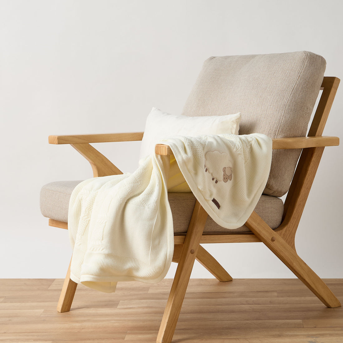Giggles Receiving Blanket with Sheep Applique