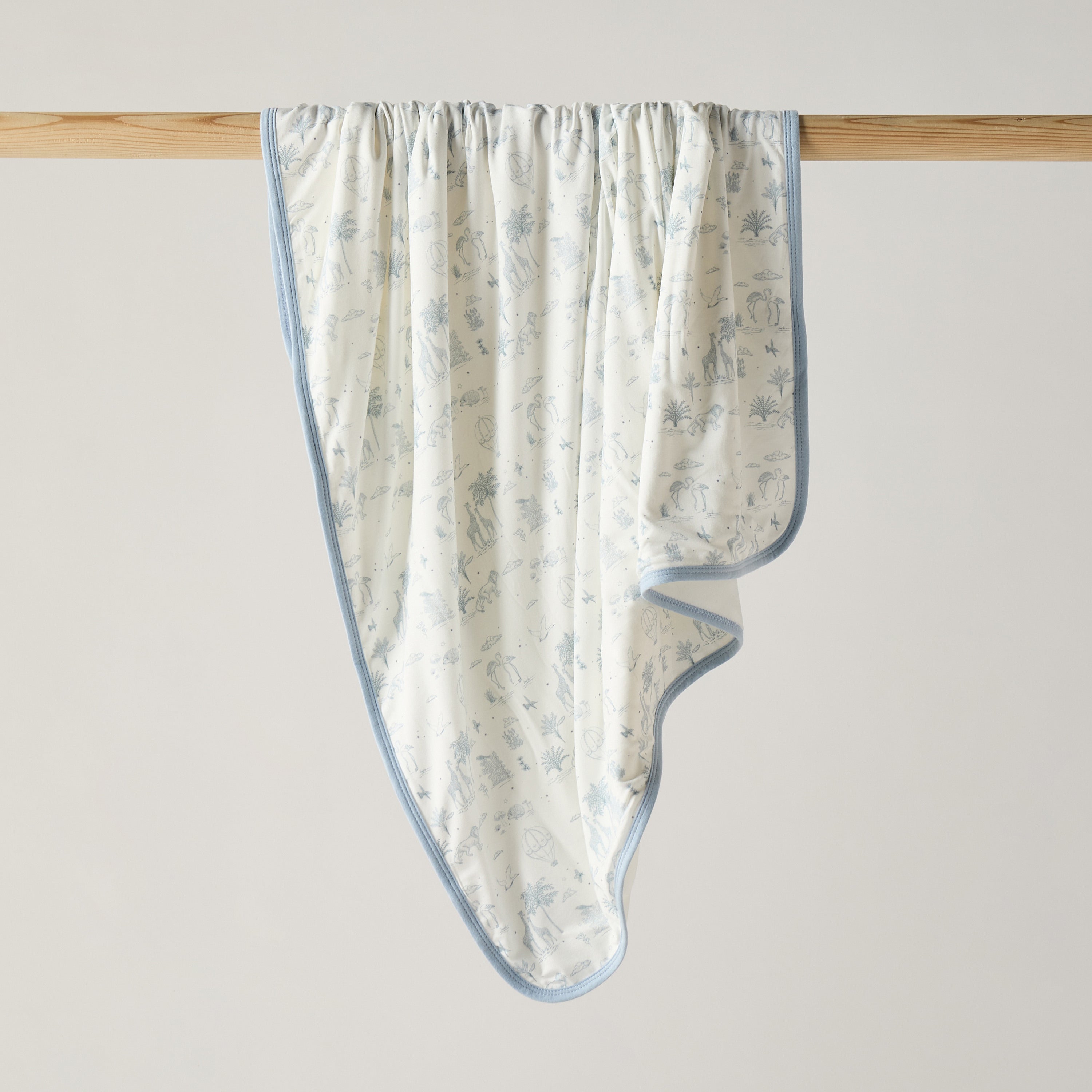 Giggles Velour Safari Print Raschel Blanket - Blue