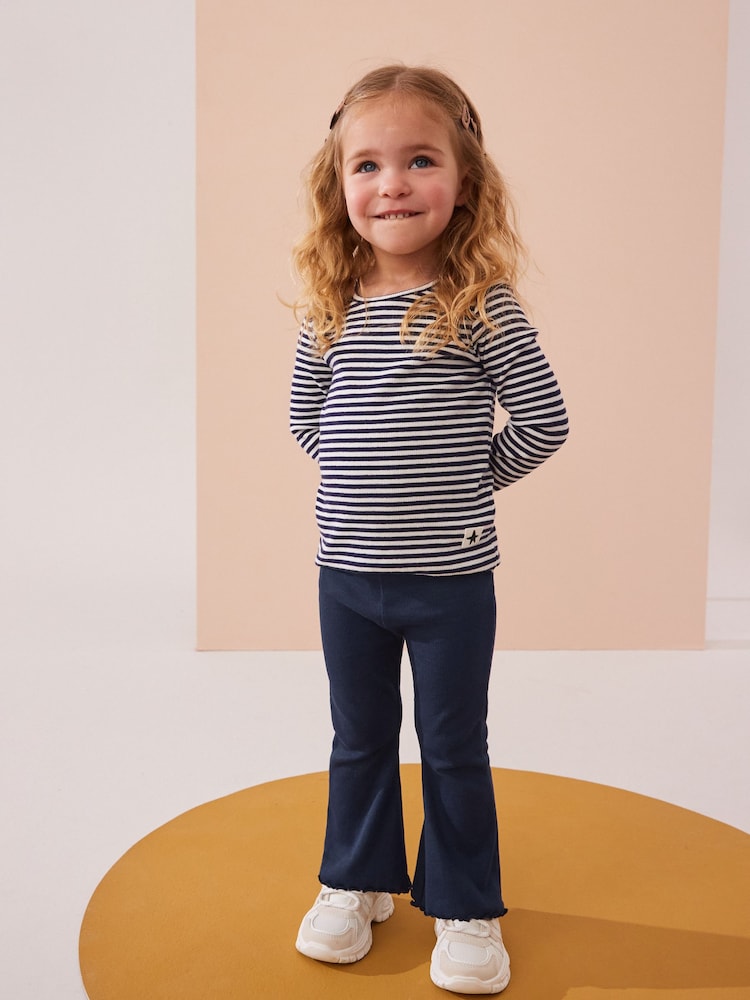 Navy Rib Flare Leggings (3mths-7yrs) - Size 3-6 Months (62-68cm)