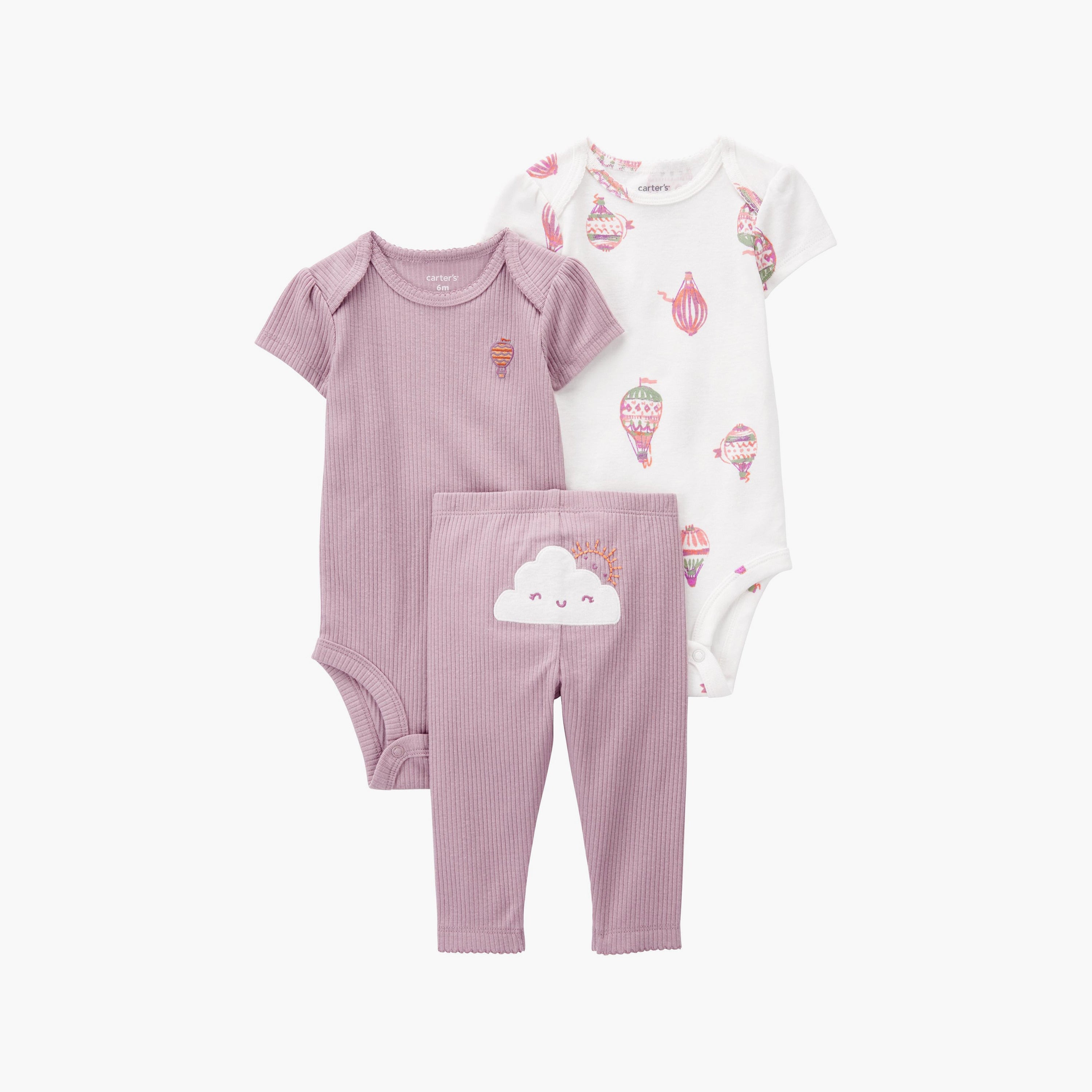 Carters 2-Piece Printed Short Sleeves Bodysuits with Pants - Multicolour / Newborn