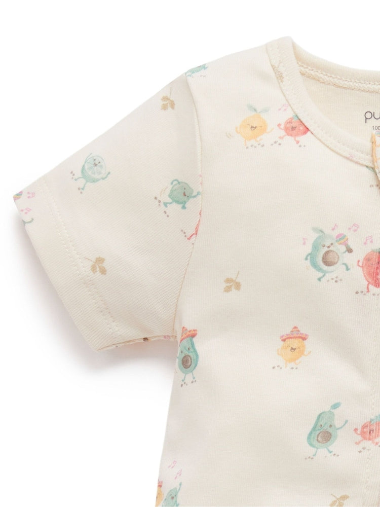 Purebaby Blue Short Sleeve Zip Rompers 2 Pack