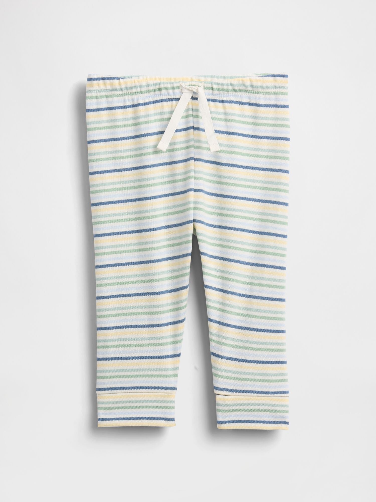 Baby First Favorites Organic Cotton Pull-On Pants - BLUE GREEN STRIPE / 12-18M