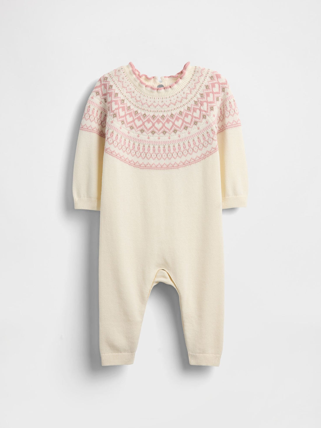 Baby Fair Isle Sweater One-Piece - BARELY PINK / 12-18M