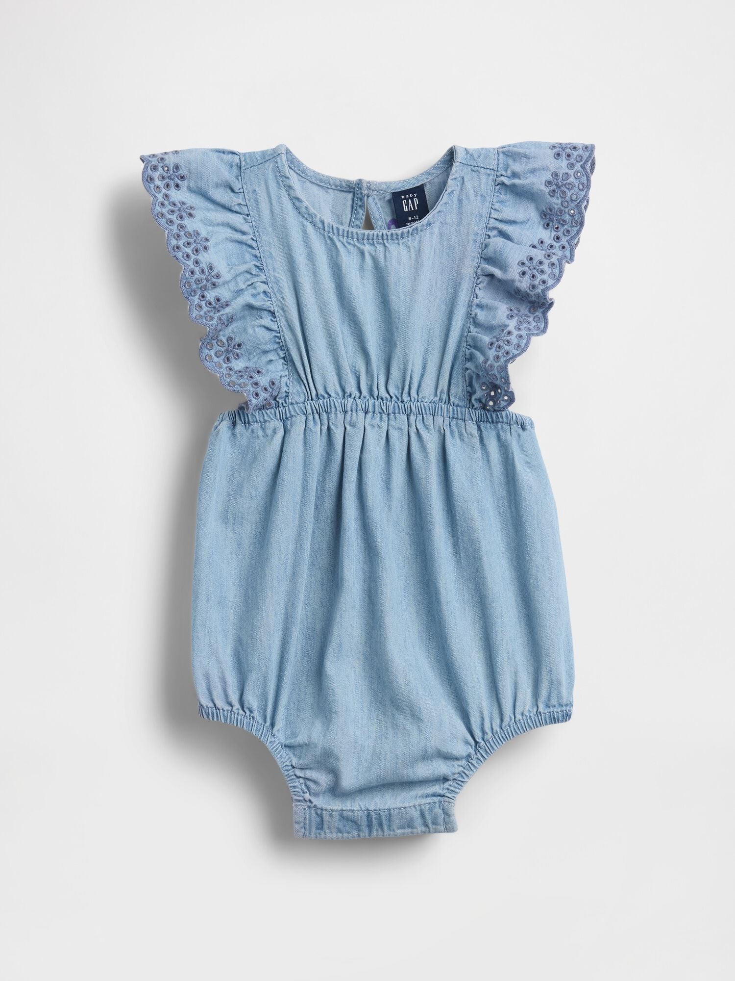 Baby Eyelet Denim One-Piece - MEDIUM WASH / 12-18M