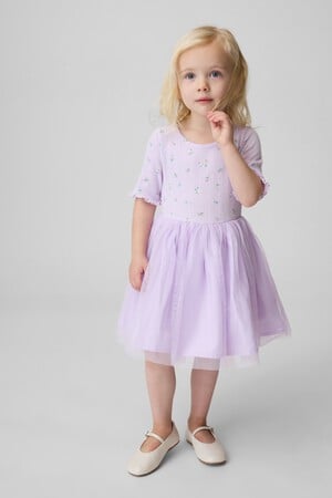 Baby & Toddler Pointelle & Tulle Mixed Media Dress