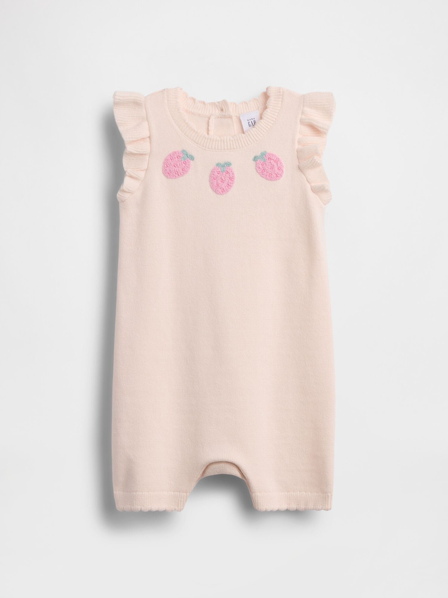 Baby Strawberry Sweater Shorty One-Piece - STRAWBERRY / 12-18M