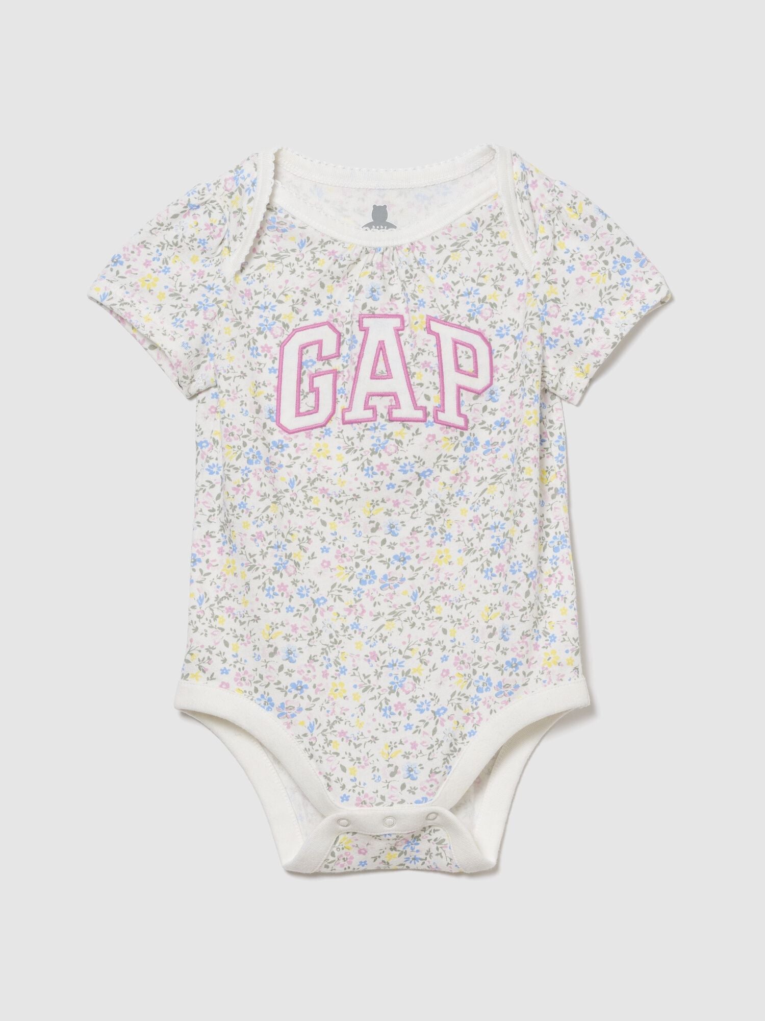 Baby Organic Cotton Gap Logo Bodysuit - NEW OFF WHITE FLORAL / 12-18M