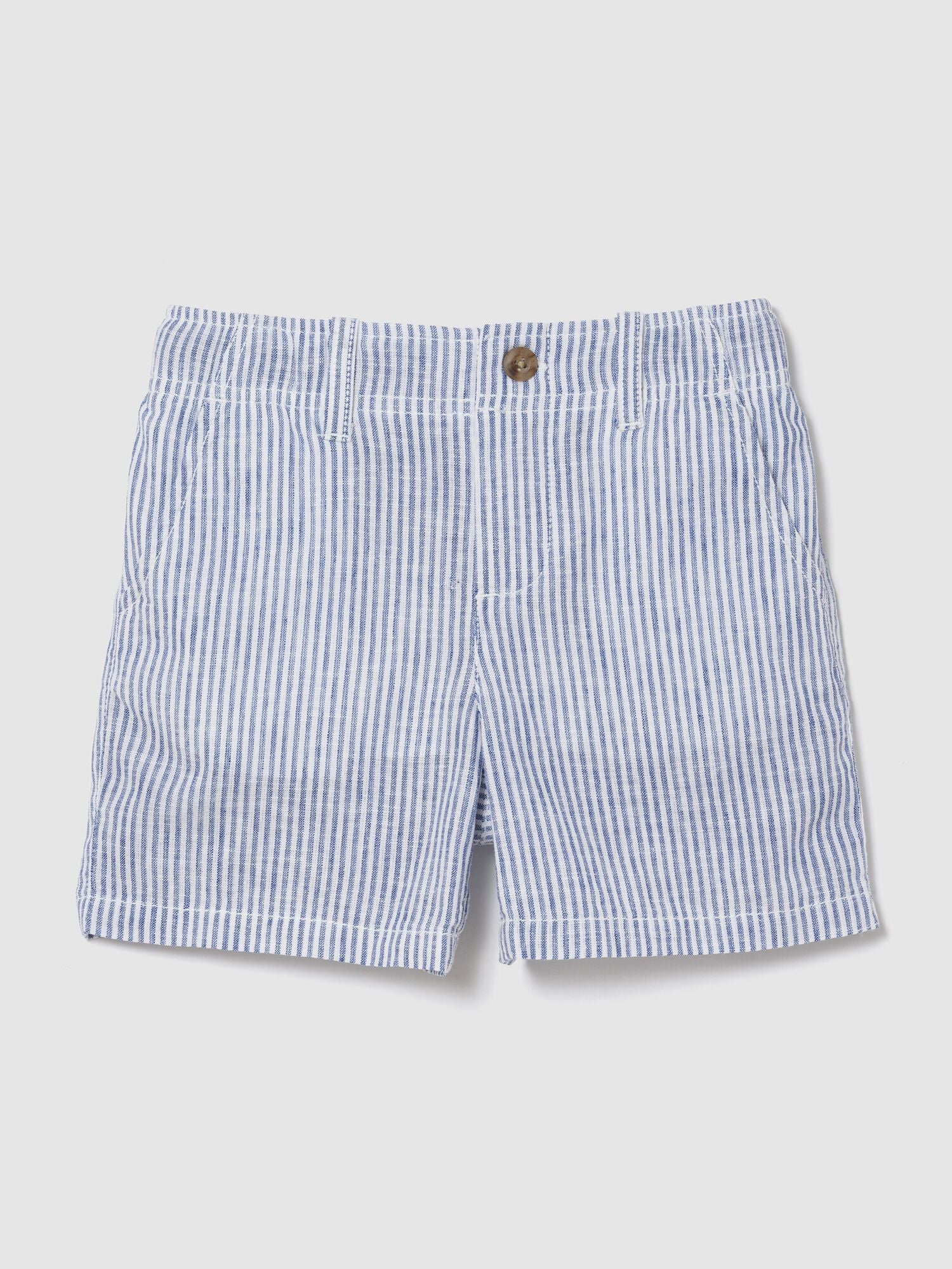 Baby & Toddler Linen-Cotton Shorts - BLUE RAILROAD STRIPE / 12-18M