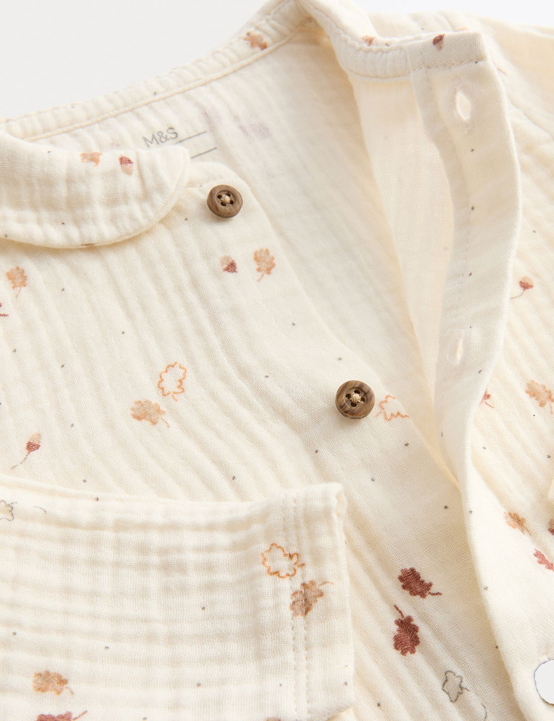 Pure Cotton Woven Leaf Collared All In One (0-12 Mths)