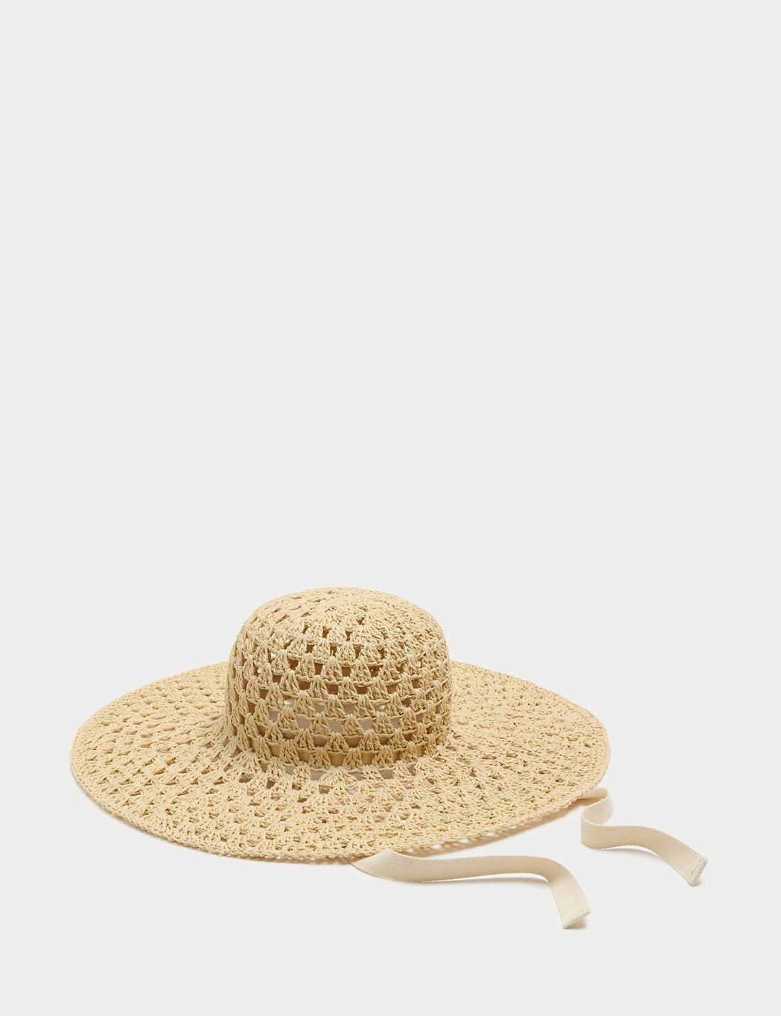Open Weave Wide Brim Hat - NATURAL / Small-Medium