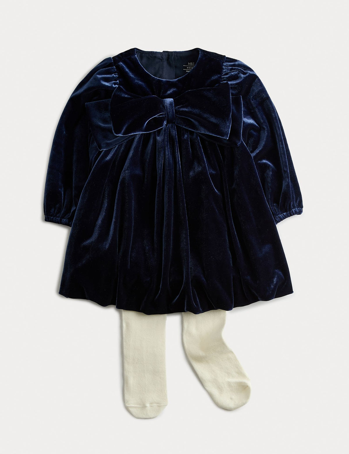2pc Velvet Bow Dress with Tights (0-6 Yrs)