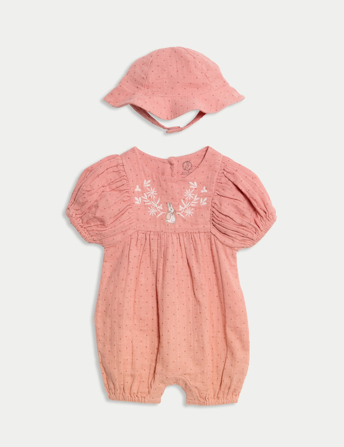 2pc Pure Cotton Peter Rabbit ™ Romper Outfit (0-3 Yrs) - CORAL / 12-18 Months