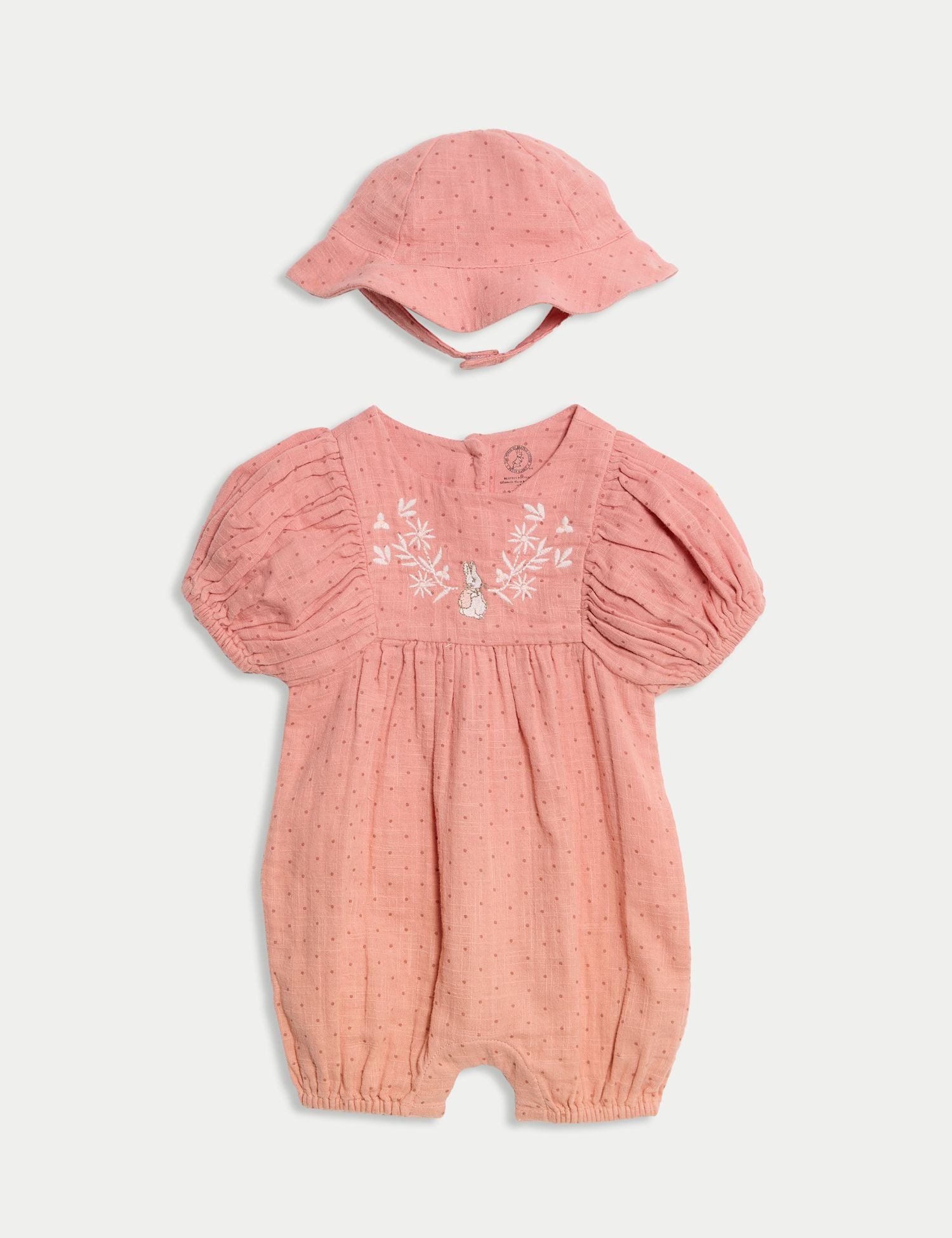 2pc Pure Cotton Peter Rabbit ™ Romper Outfit (0-3 Yrs) - CORAL / 12-18 Months