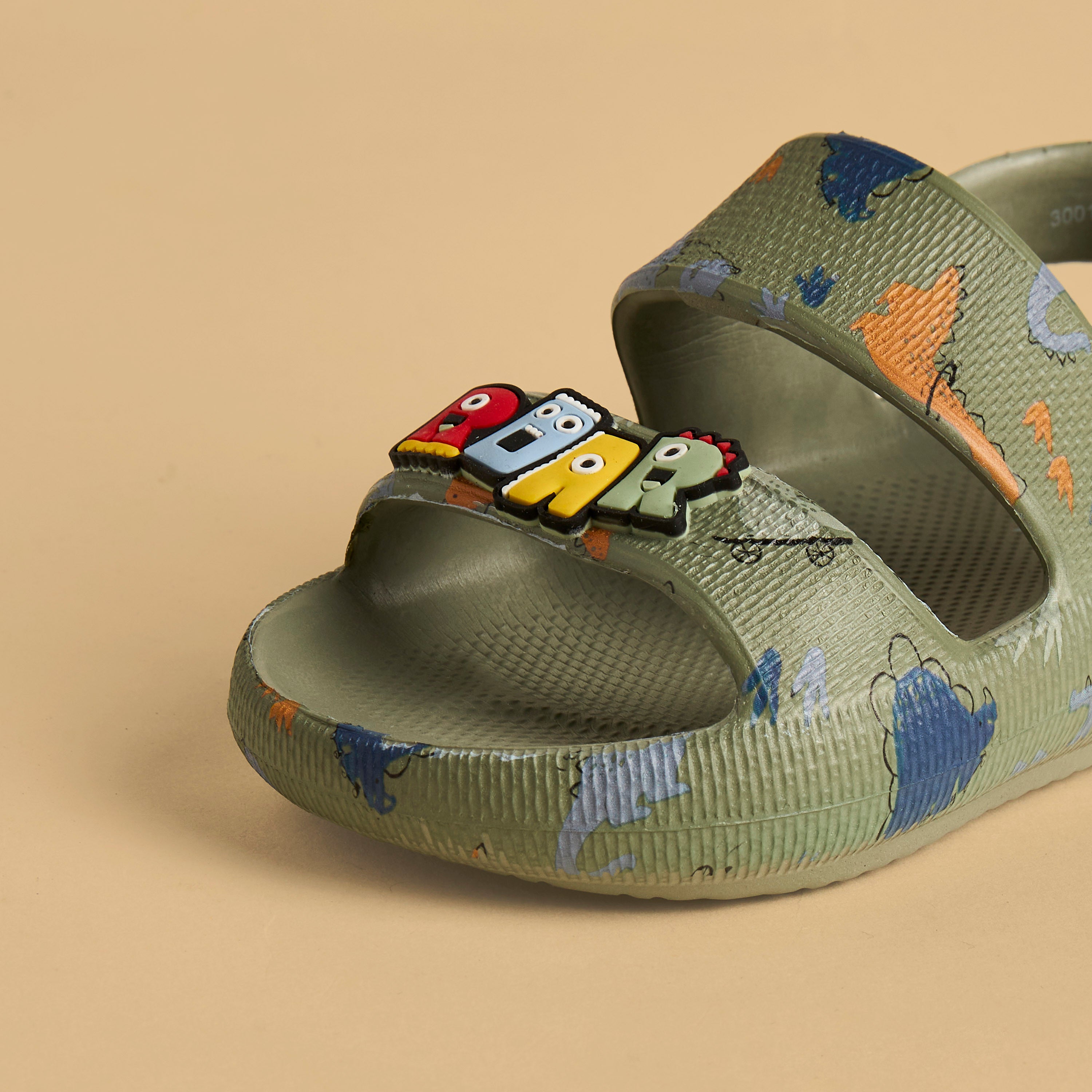 Dinosaur Print Sandals with Hook and Loop Closure