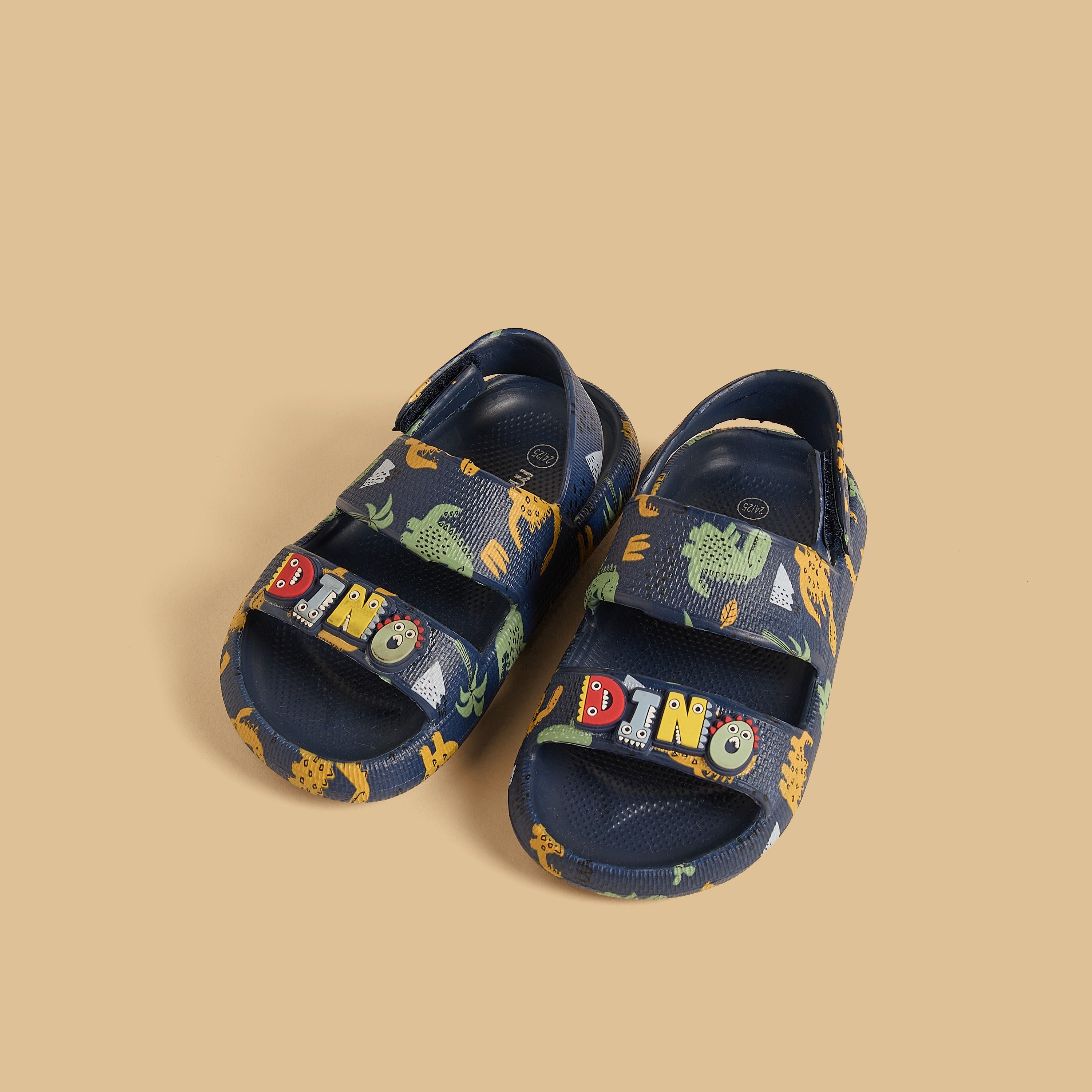Dinosaur Print Sandals with Hook and Loop Closure