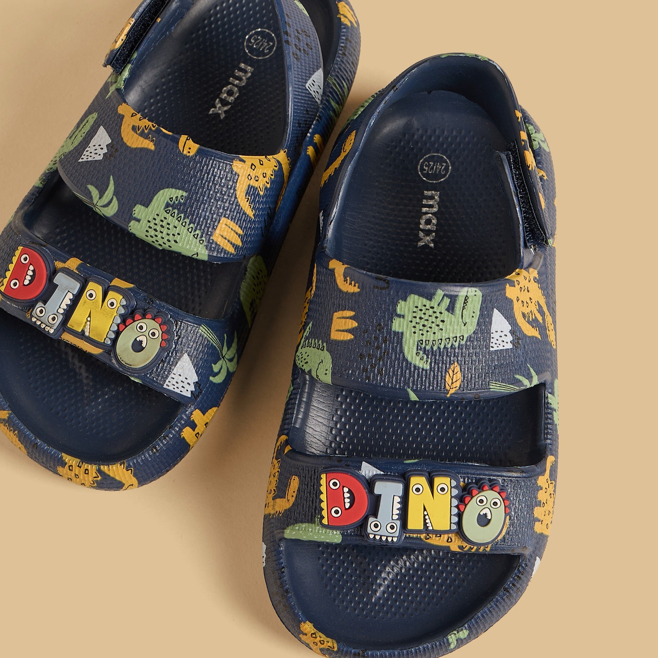 Dinosaur Print Sandals with Hook and Loop Closure