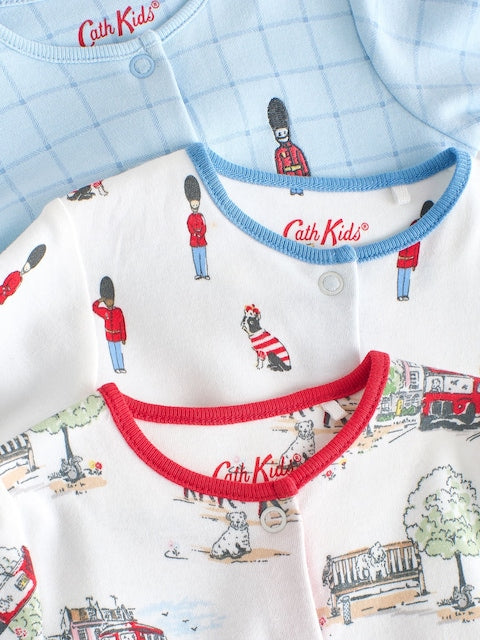 Blue/White Cath Kidston Baby Sleepsuits 3 Pack