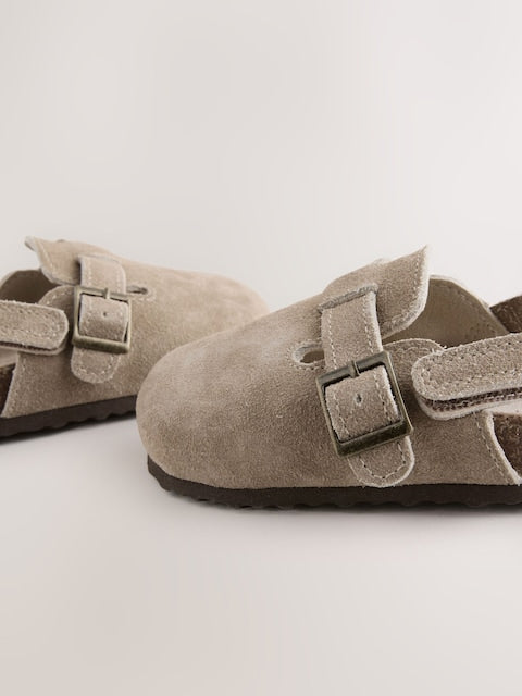 Neutral Leather Cushioned Footbed Clogs