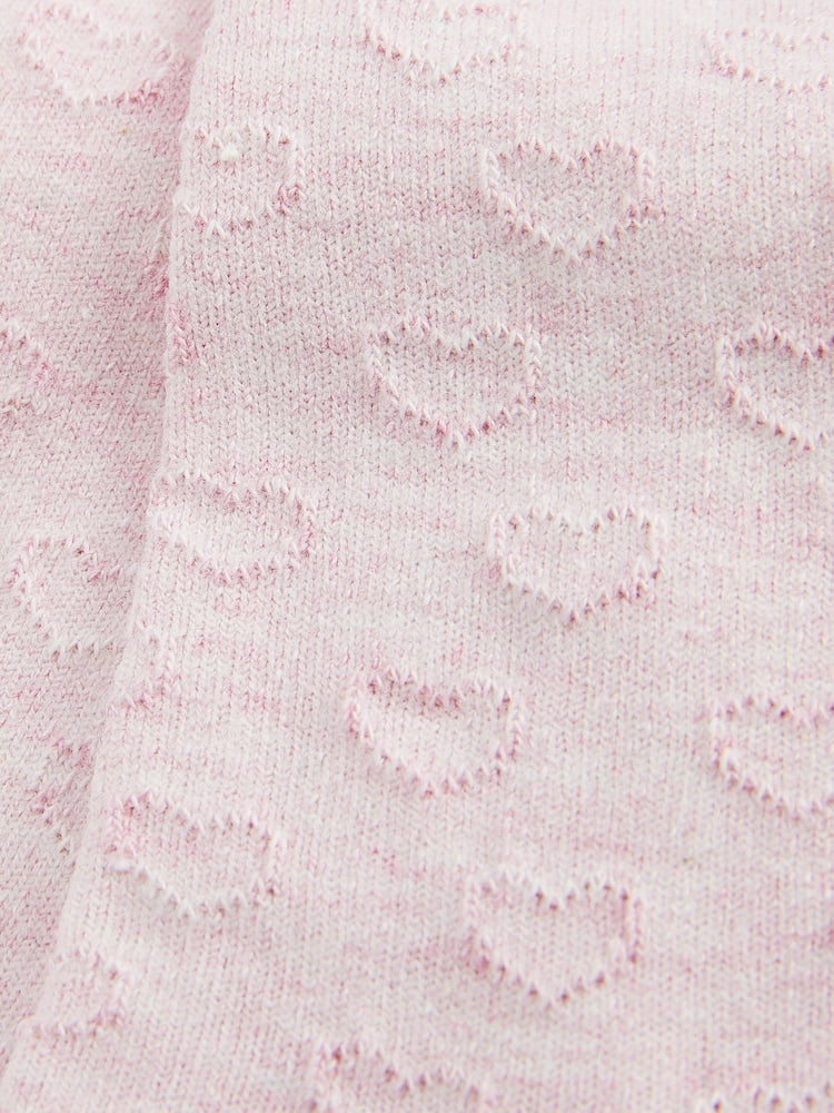 Pink Cotton Rich Textured Heart Tights - Size Up To 6 Months (50 - 68cm)