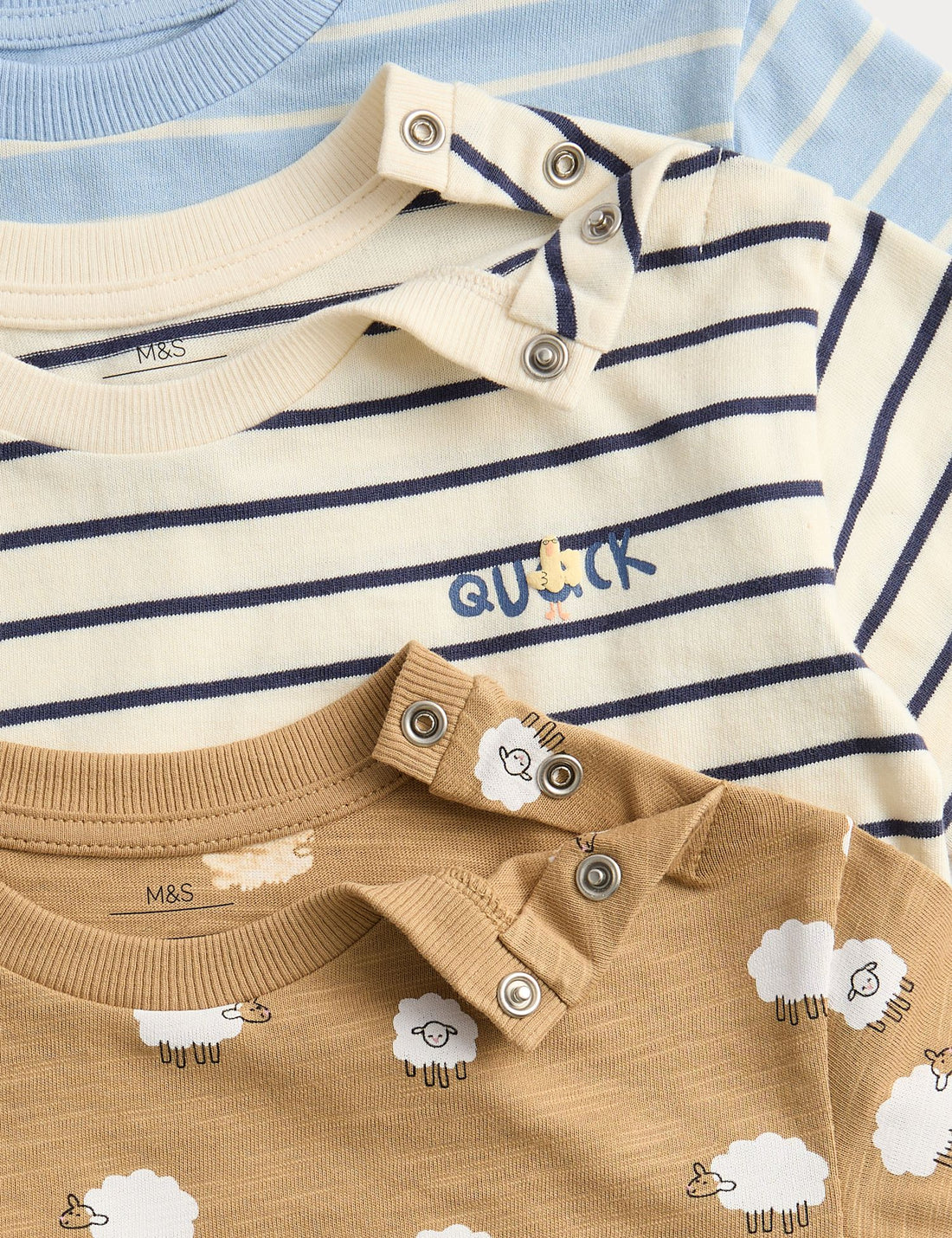3 Pack Pure Cotton Animal & Stripe Tops (0-3 Yrs)