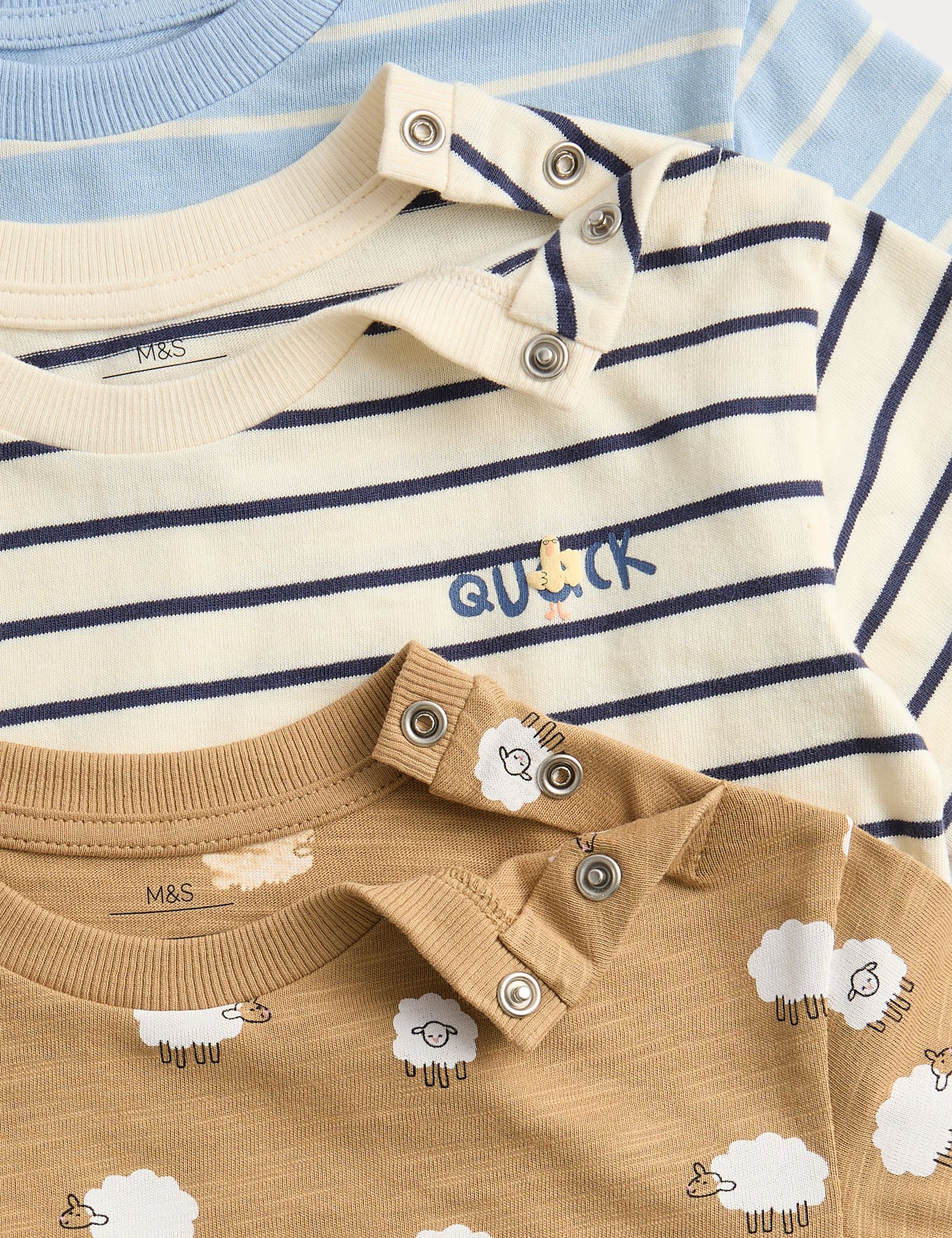 3 Pack Pure Cotton Animal & Stripe Tops (0-3 Yrs)