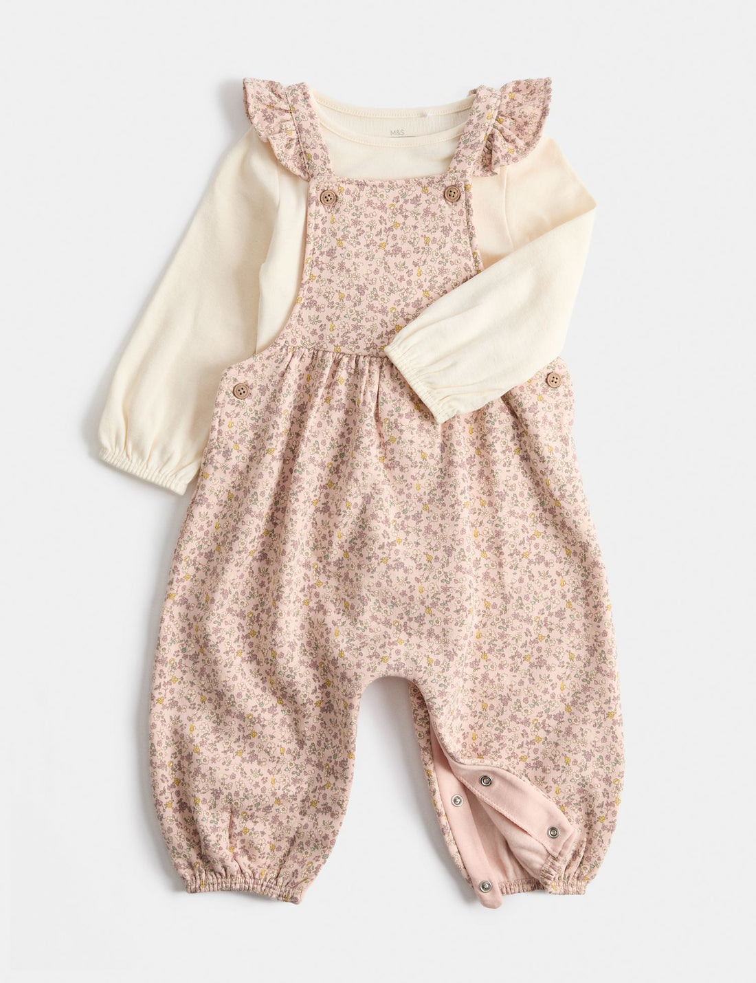 2 Piece Cotton Rich Ditsy Floral Dungarees (0-3 Yrs)