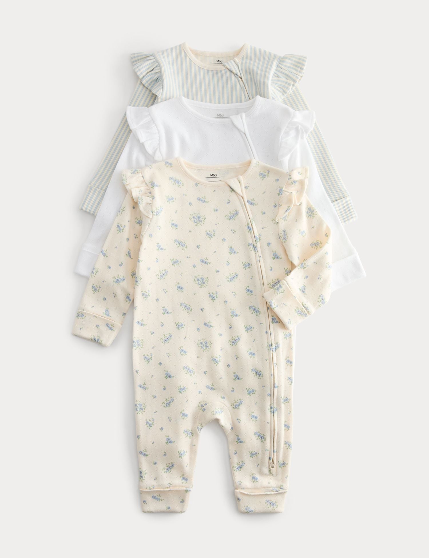 3 Pack Cotton Rich Sleepsuits (6&
