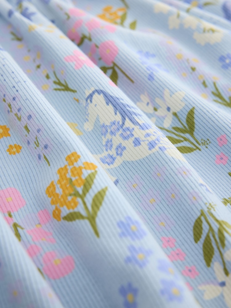 Blue Floral Unicorn Long Sleeve Ribbed
