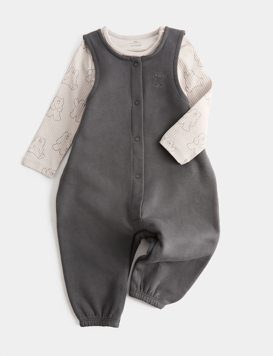2 Piece Cotton Rich Jersey Bear Dungarees (0 Mths-3 Yrs)