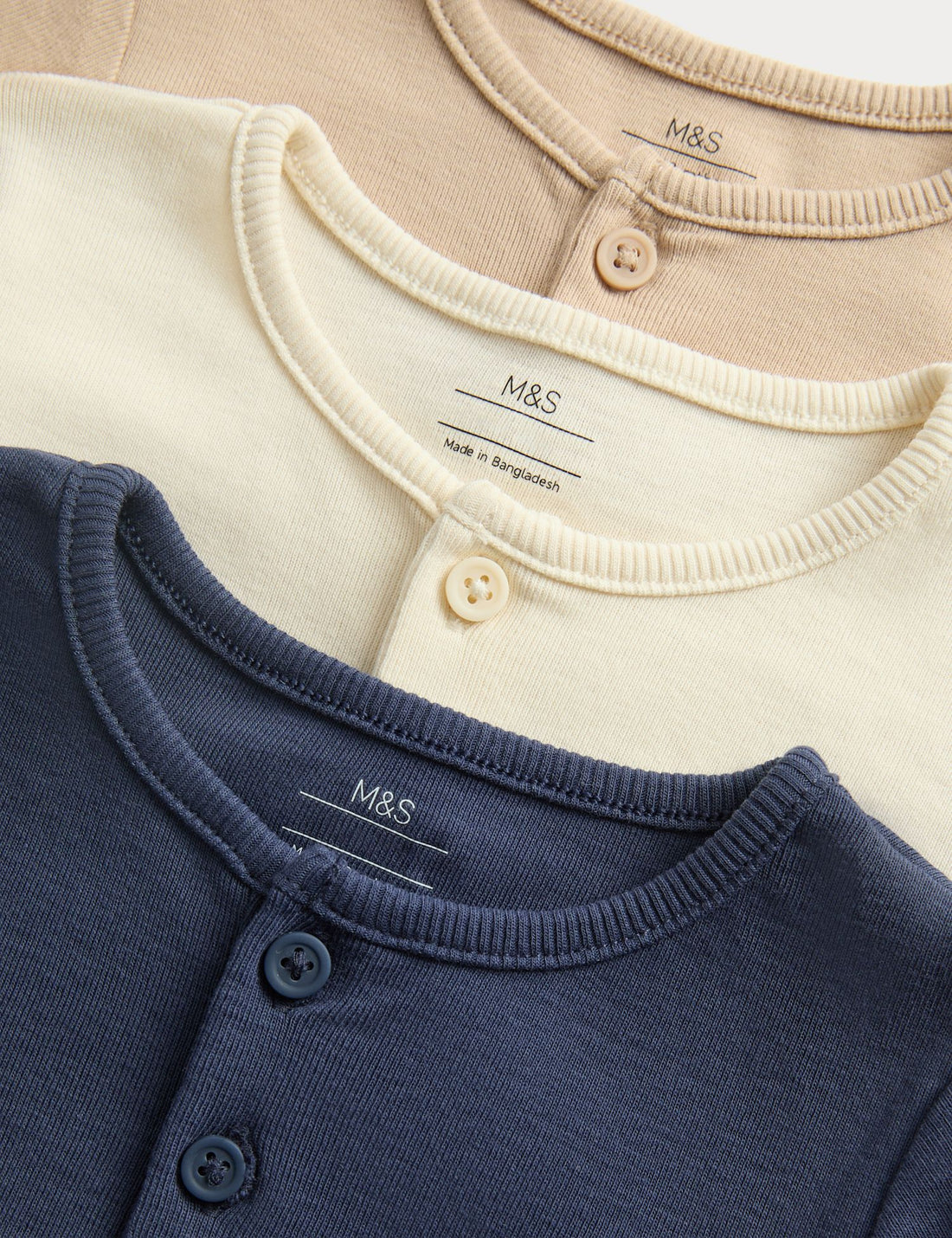 3 Pack Short Sleeve Henley Tops (0-5 Yrs)