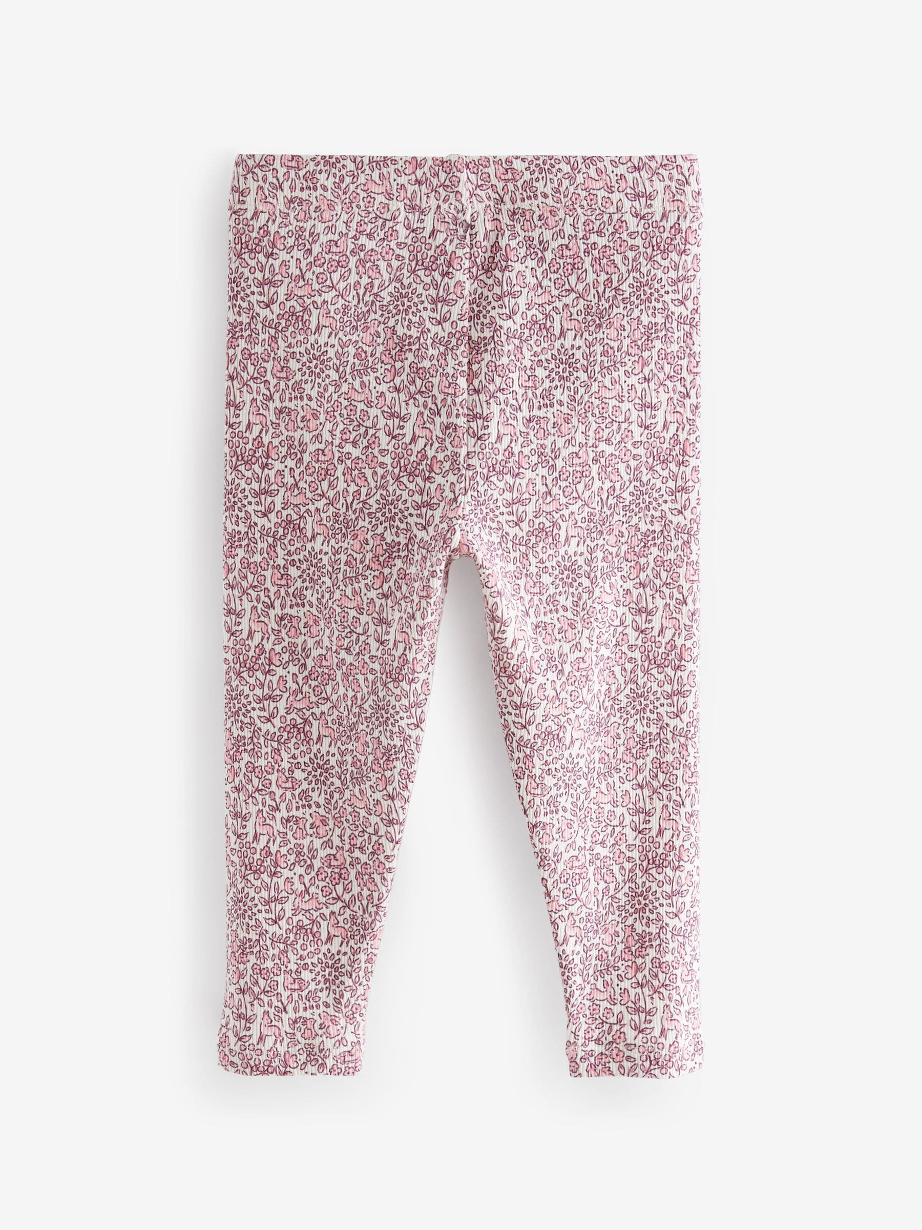 Pink Ribbed Leggings 5 Pack (3mths-7yrs) - Size 3-6 Months (62-68cm)