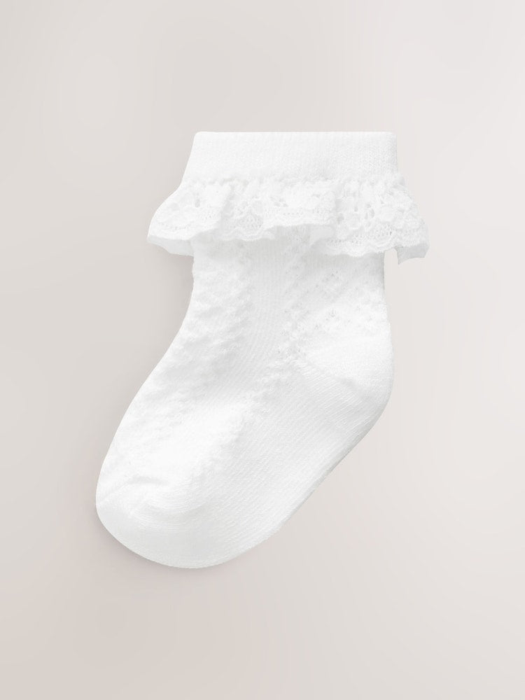 White Lace Baby Socks 7 Pack (0mths-2yrs)