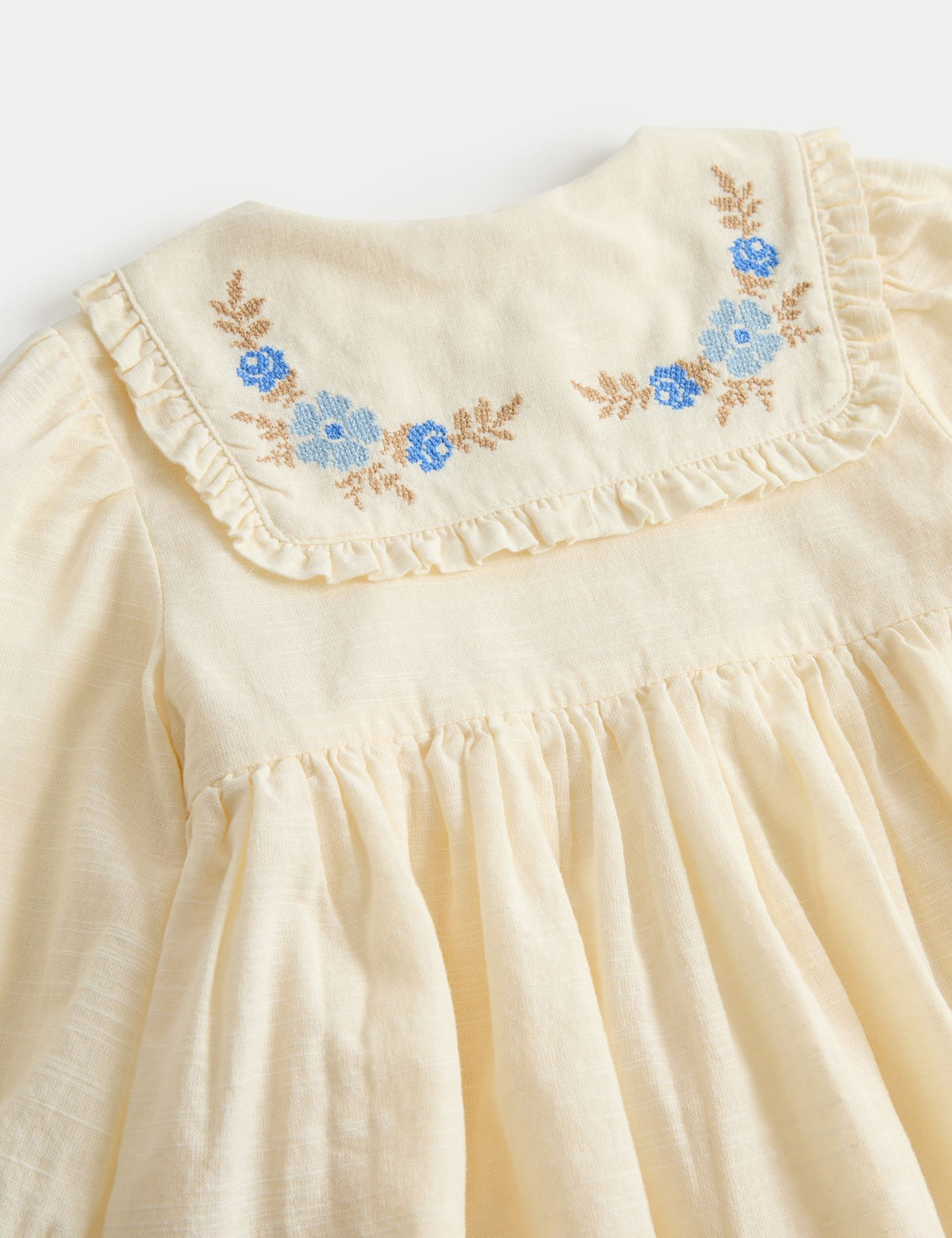 Pure Cotton Embroidered Sailor Collar Dress (0-5 Yrs)