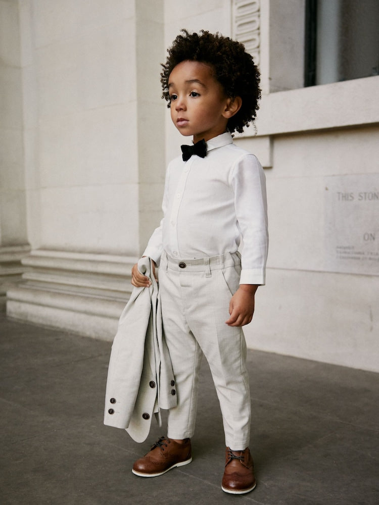 Neutral Blazer, Shirt & Trouser Set Blazer Shirt Trousers and Bow Tie Set (3mths-12yrs)