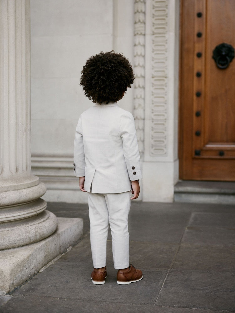 Neutral Blazer, Shirt & Trouser Set Blazer Shirt Trousers and Bow Tie Set (3mths-12yrs)