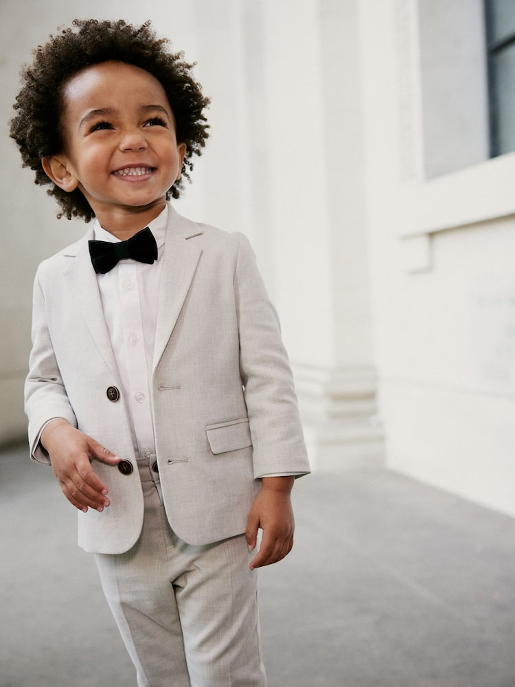 Neutral Blazer, Shirt & Trouser Set Blazer Shirt Trousers and Bow Tie Set (3mths-12yrs)