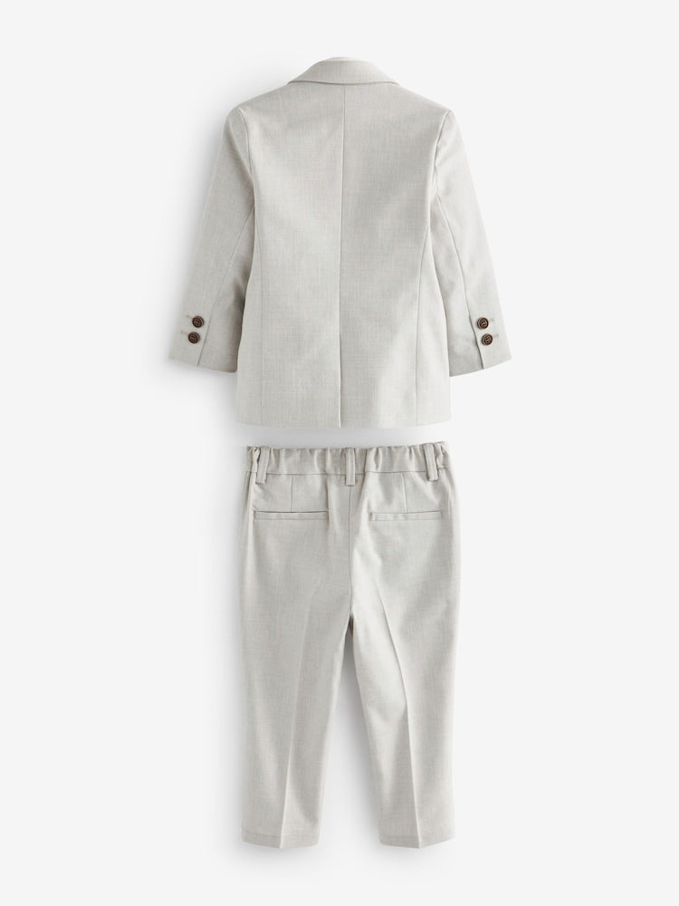 Neutral Blazer, Shirt & Trouser Set Blazer Shirt Trousers and Bow Tie Set (3mths-12yrs)
