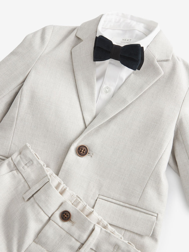 Neutral Blazer, Shirt & Trouser Set Blazer Shirt Trousers and Bow Tie Set (3mths-12yrs)