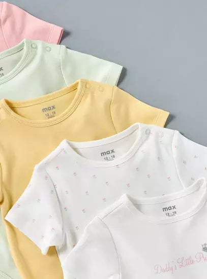Pack of 5 - Floral Print Cotton Bodysuit